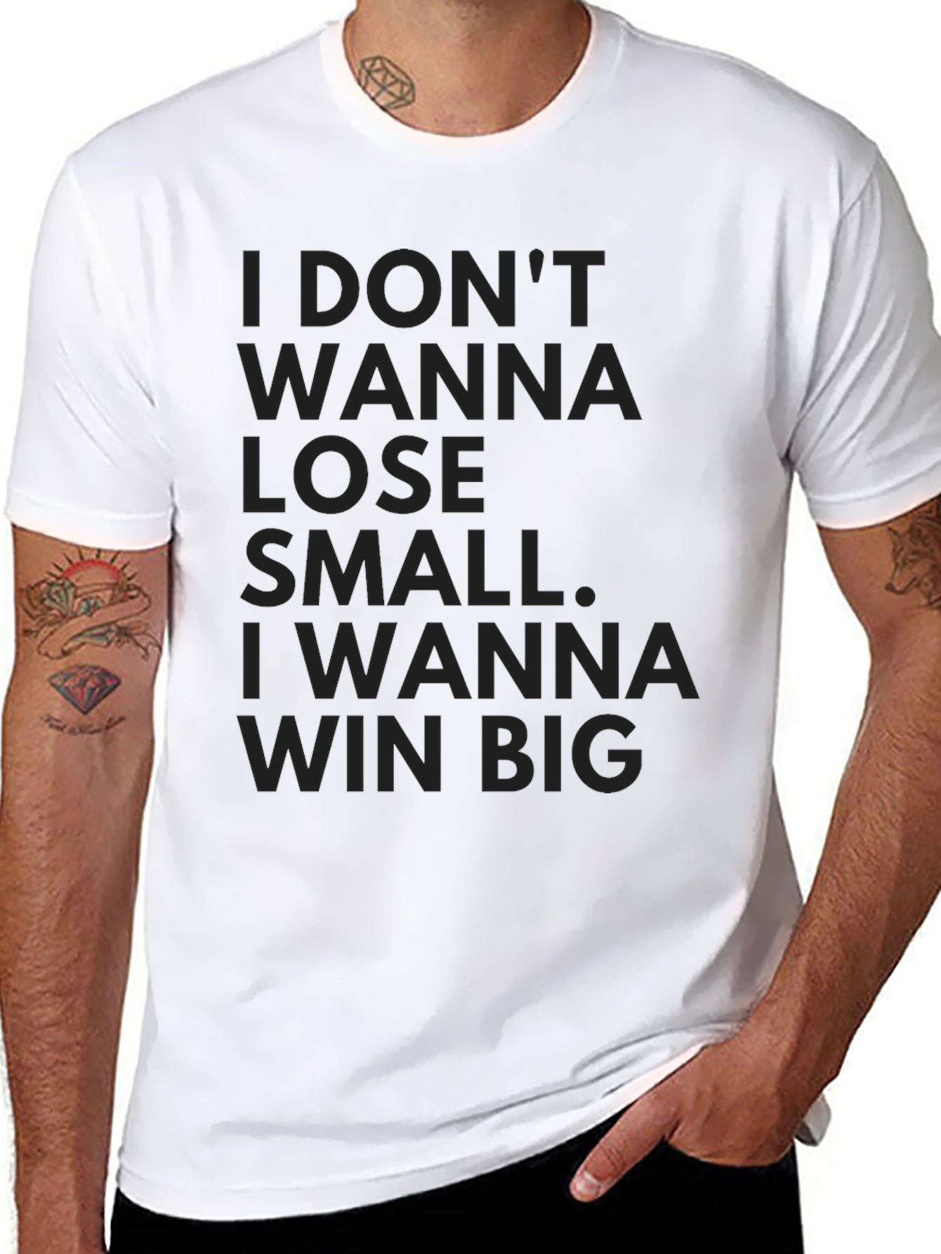 Black Motivational Men's Black T-Shirt - Win Big view 8