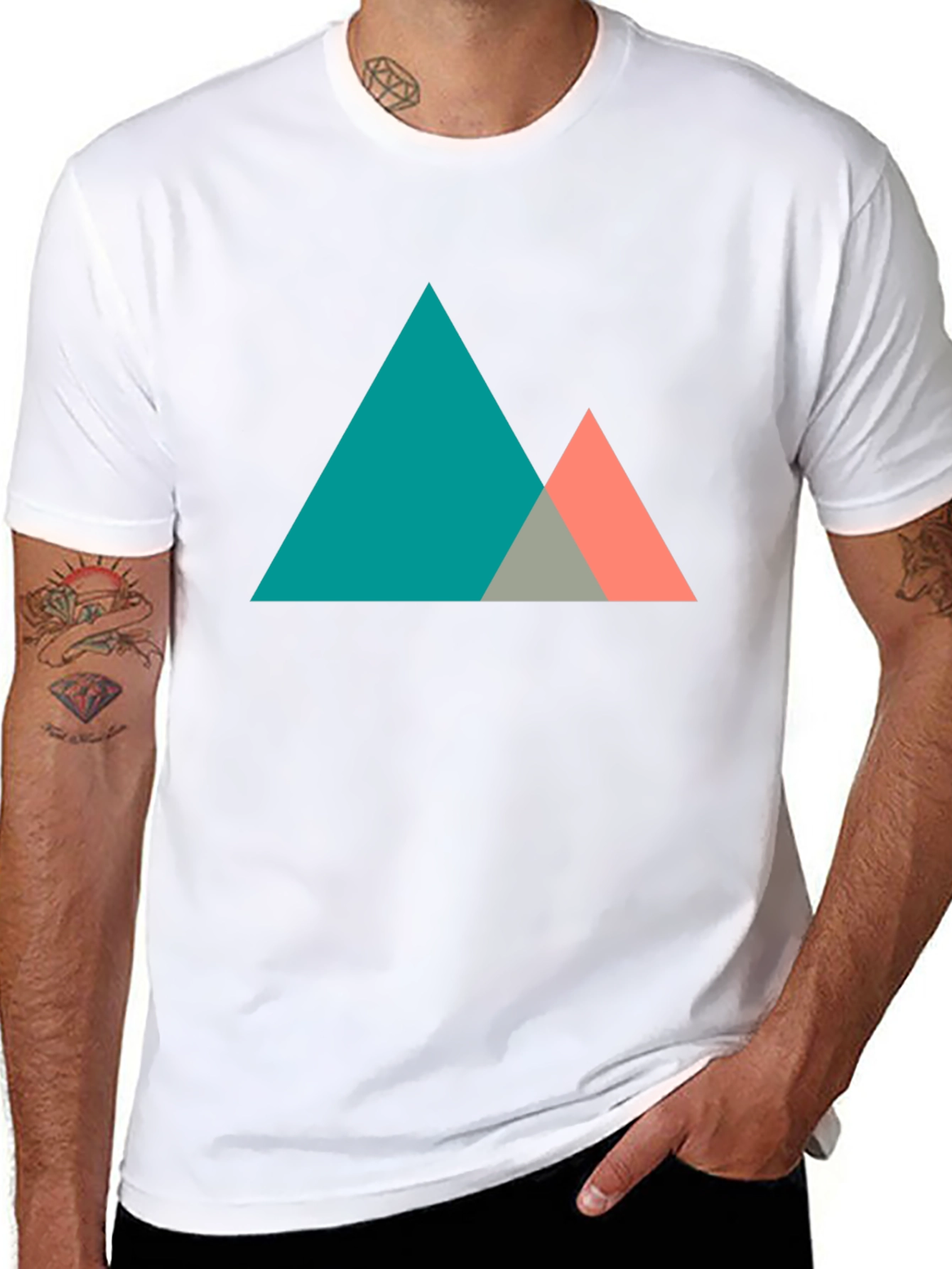 Black Geometric Mountain Graphic Tee - Modern Black T-Shirt view 8