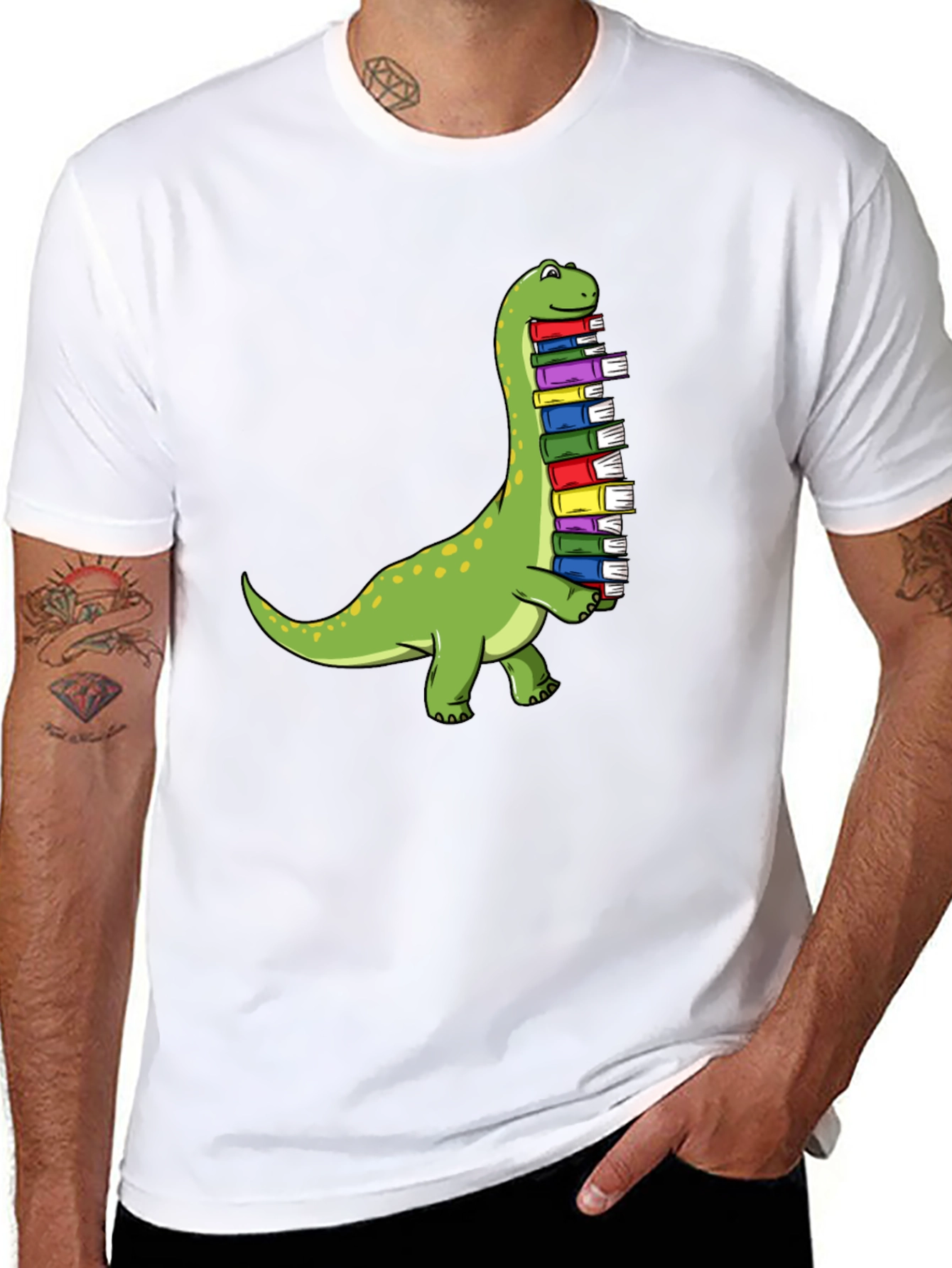 Black Dino Bookworm Tee - Cute Dinosaur Reading T-Shirt view 8