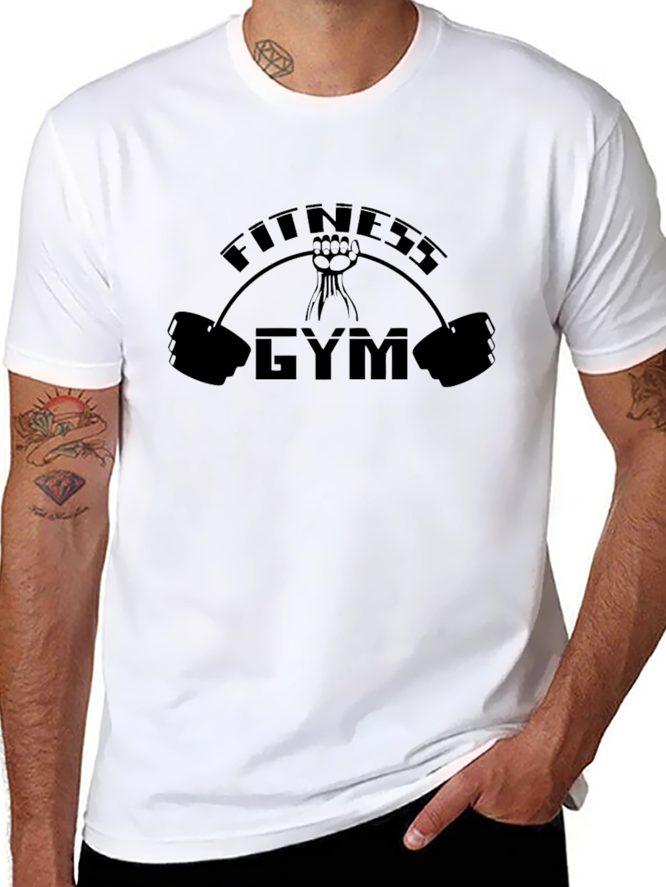 Black Fitness Gym Black T-Shirt view 8