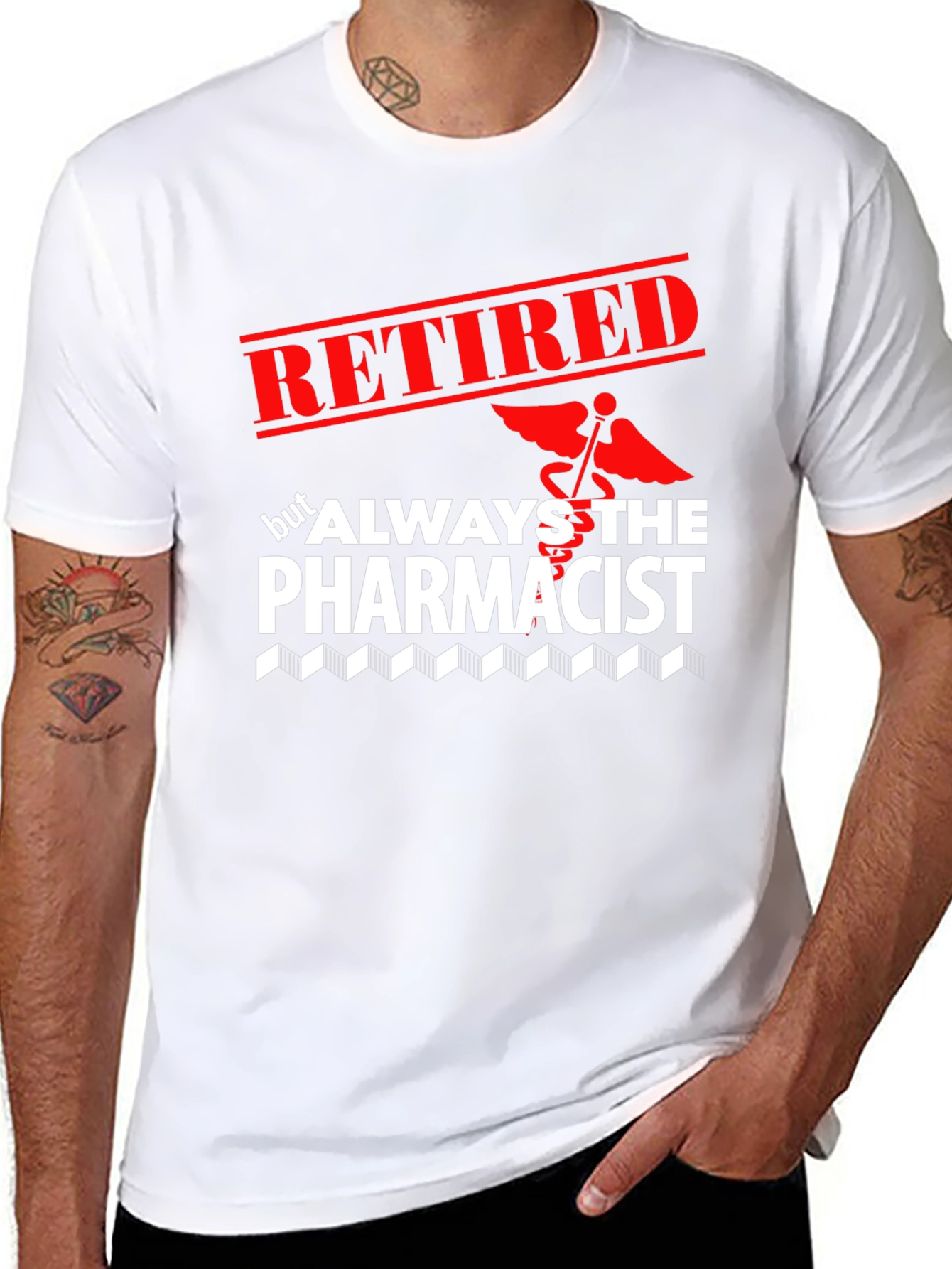 Black Retired Pharmacist T-Shirt - Always the Pharmacist view 8