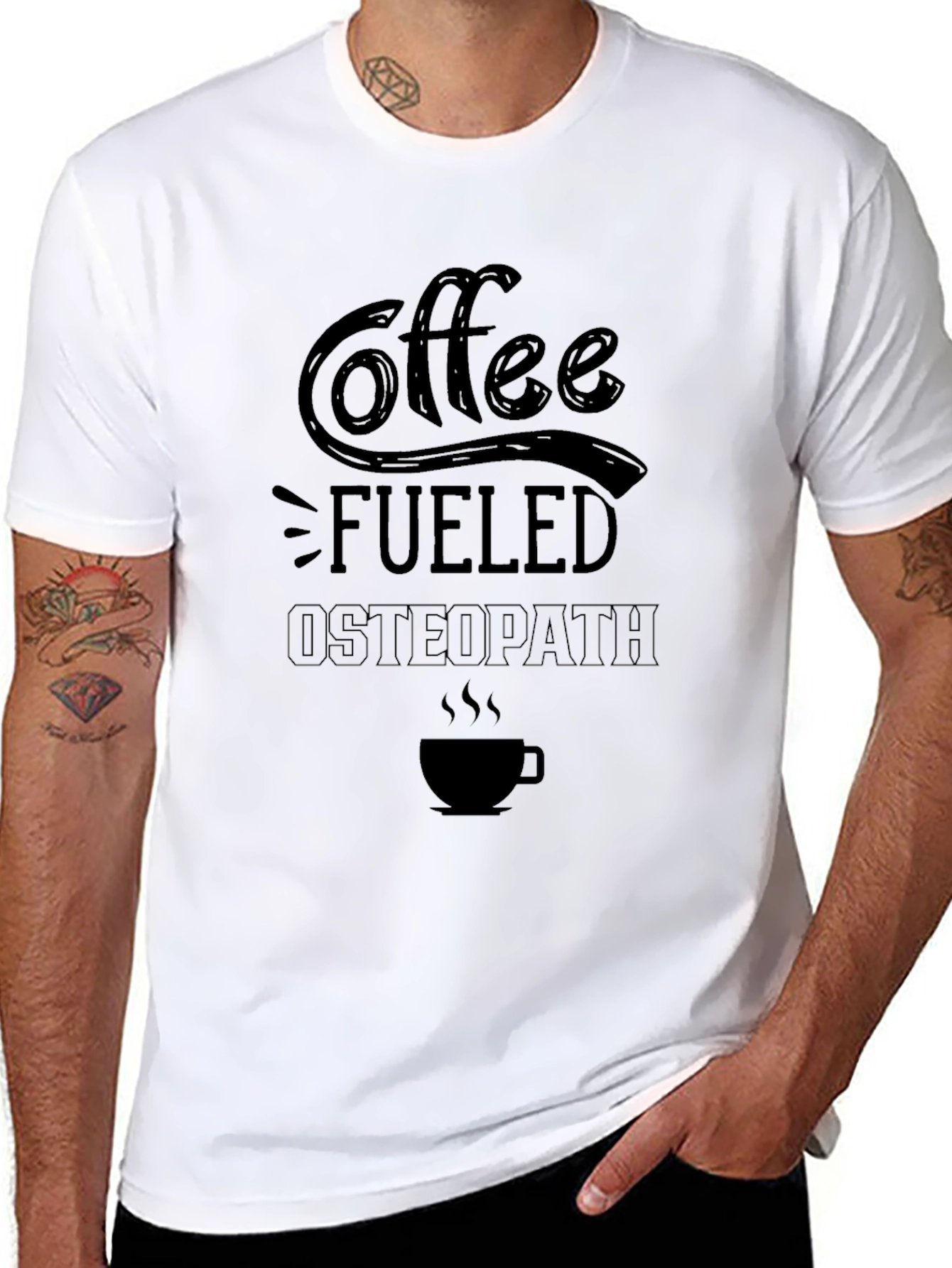 Black Coffee Fueled Osteopath Black T-Shirt view 8