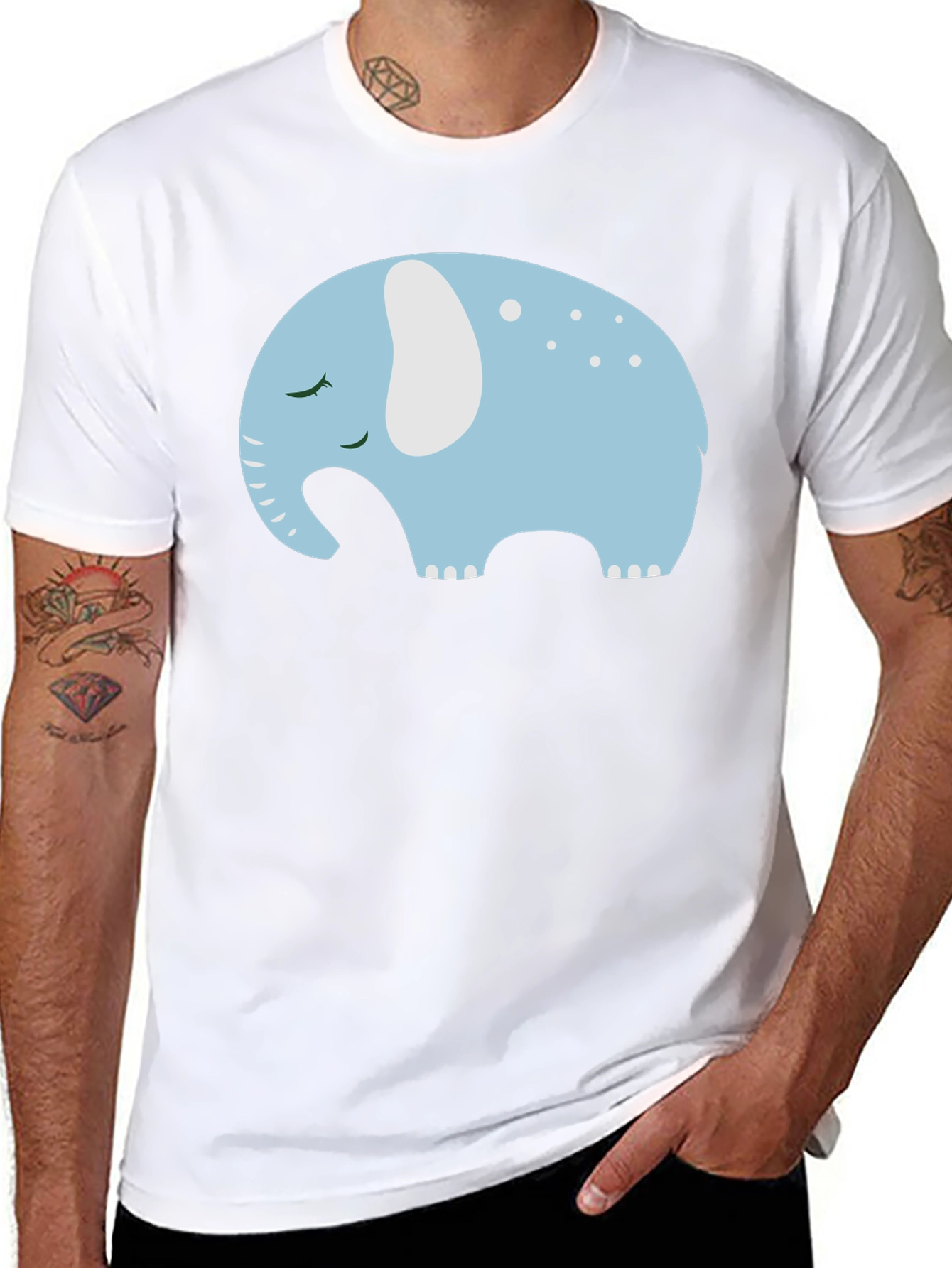Black Cute Sleeping Elephant Graphic Tee view 8