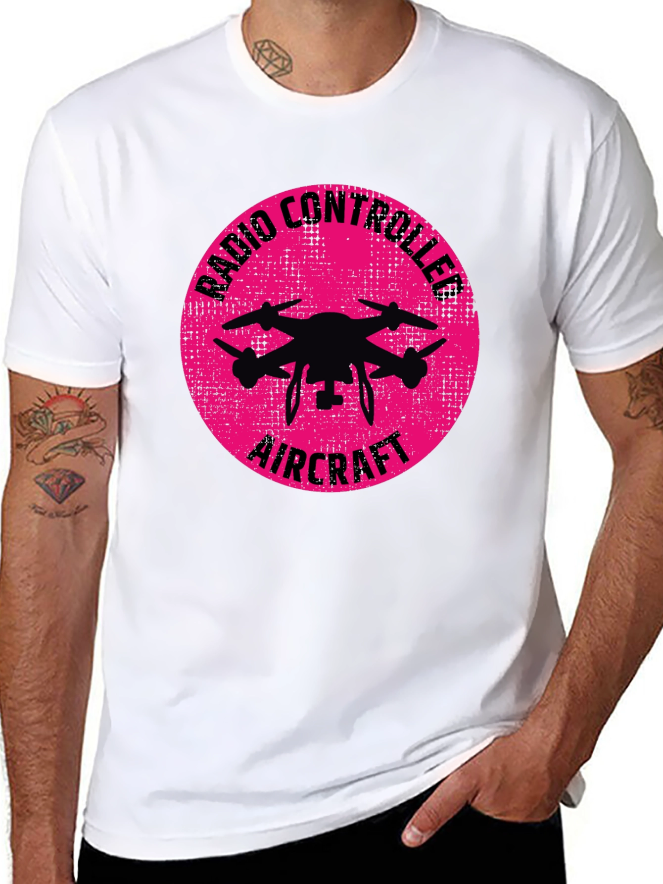 Black Radio Controlled Aircraft Graphic Tee view 8