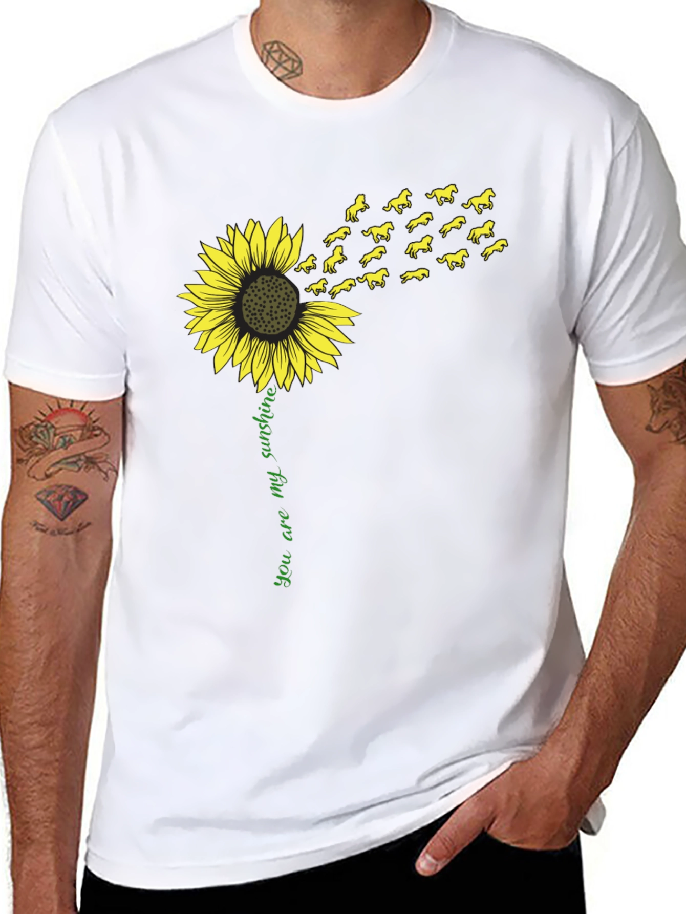 Black Sunflower Horse T-Shirt - You Are My Sunshine Tee view 8