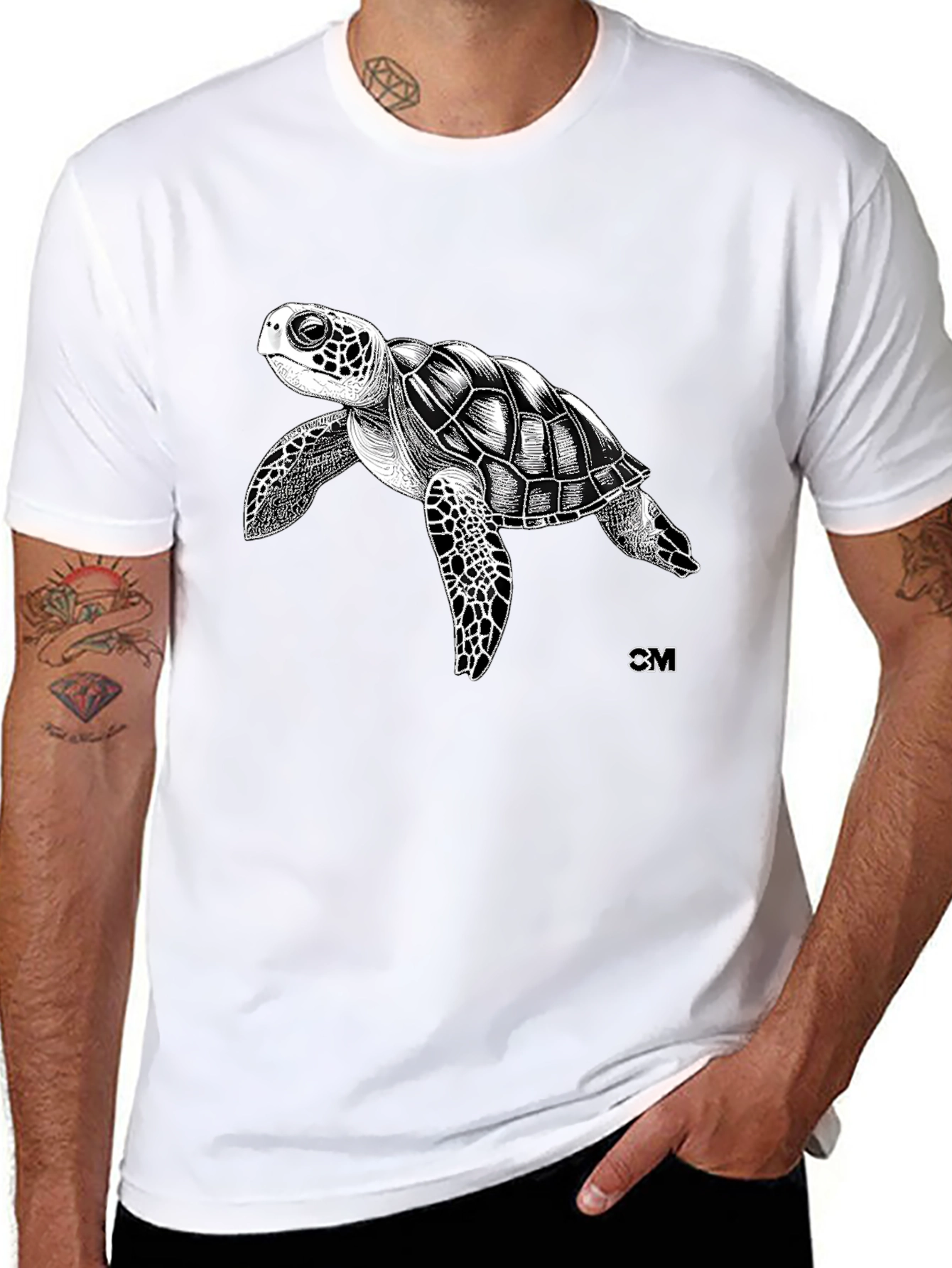 Black Sea Turtle Graphic Tee - Men's Black T-Shirt view 8