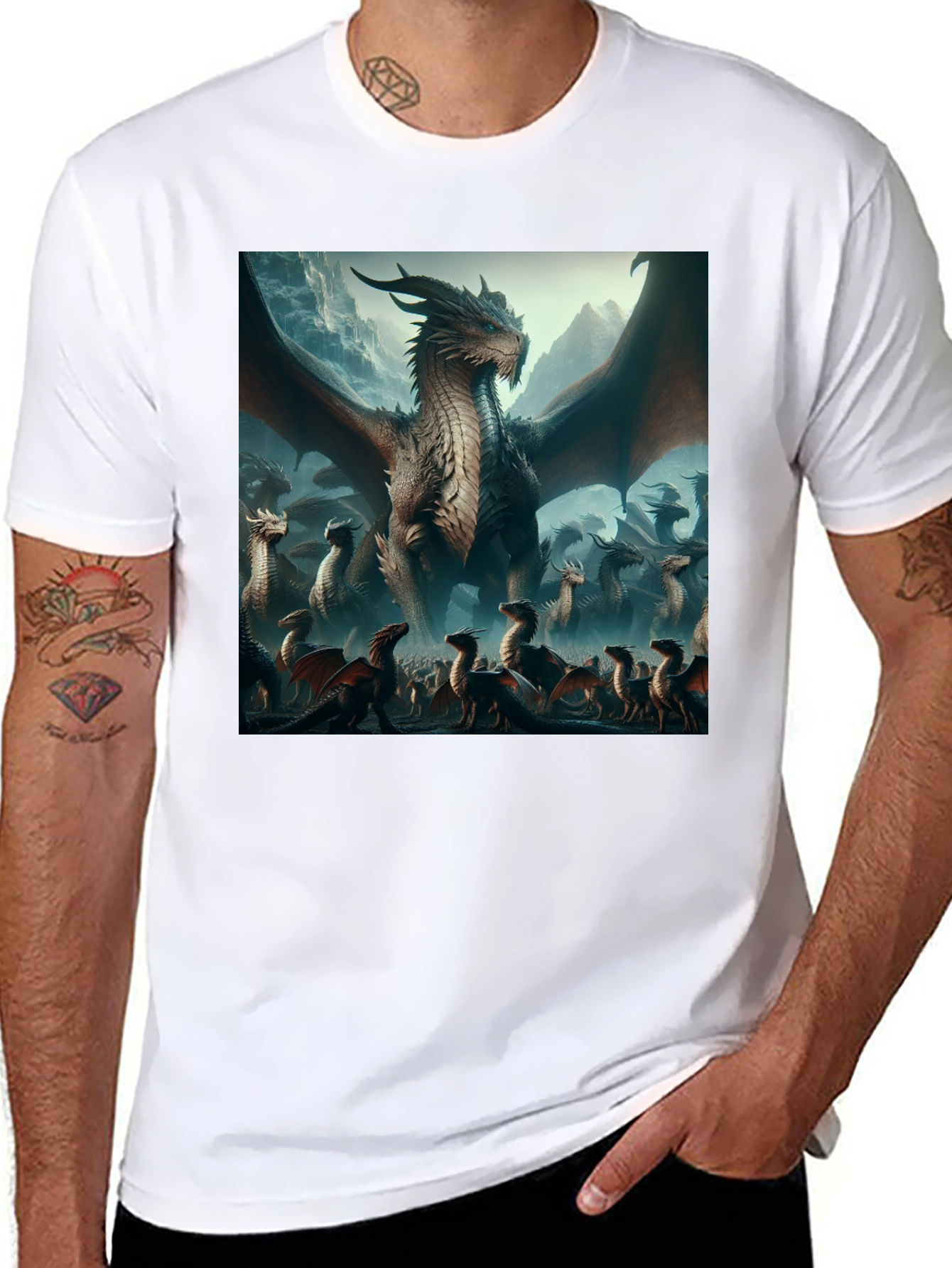 Black Dragon T-Shirt - Fantasy Art Graphic Tee view 8