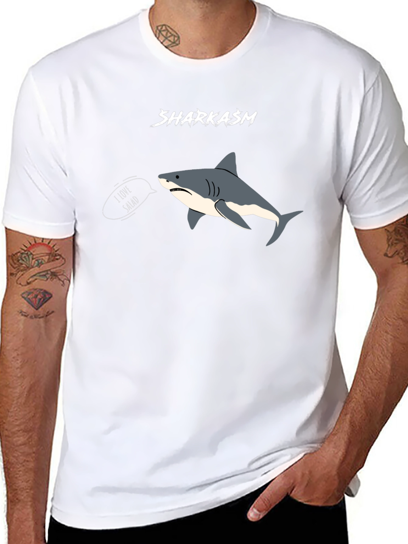 Black Sharkasm I Love Salad T-Shirt view 8