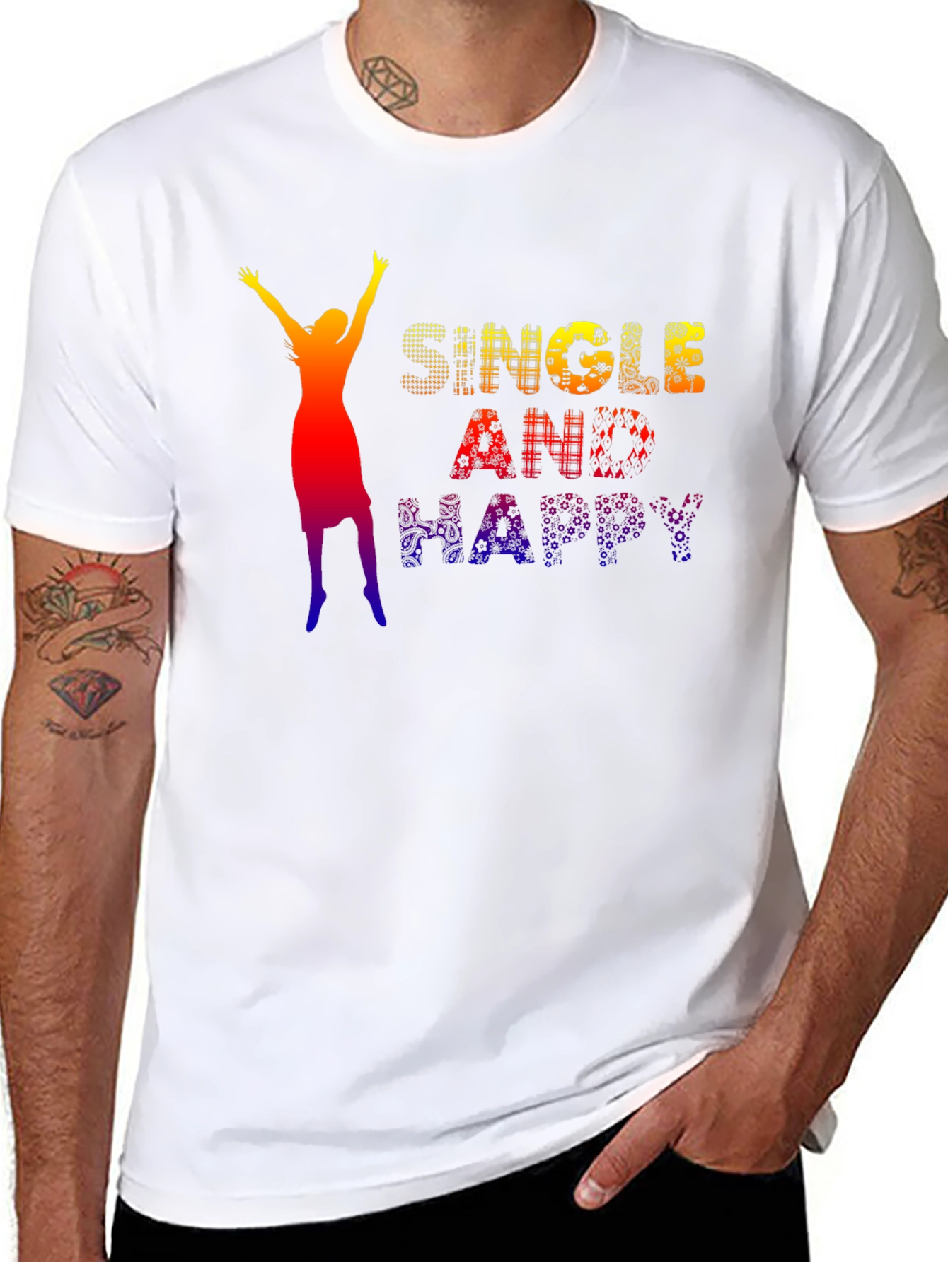 Black Single and Happy Graphic Tee view 8