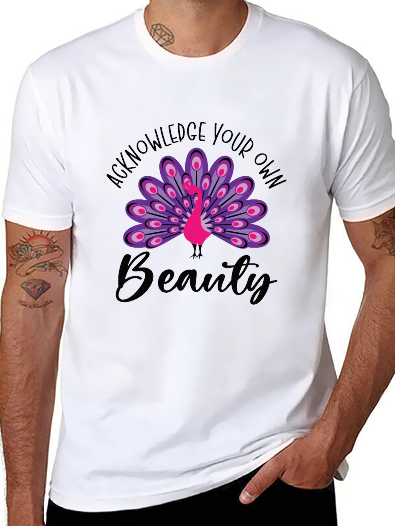Black Acknowledge Your Own Beauty Black Graphic Tee view 8