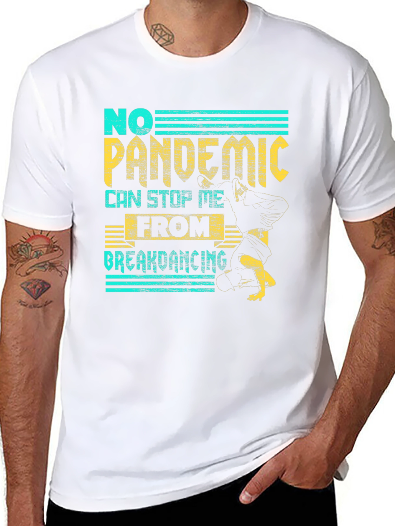 Black No Pandemic Breakdancing Graphic Tee view 8