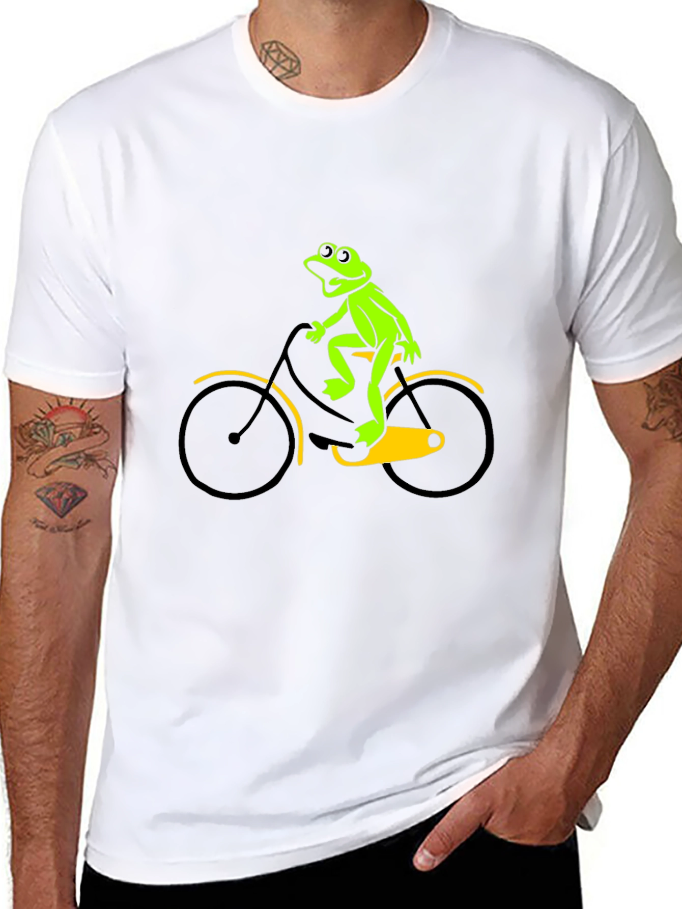 Black Frog on a Bike Graphic Tee - Black T-Shirt view 8