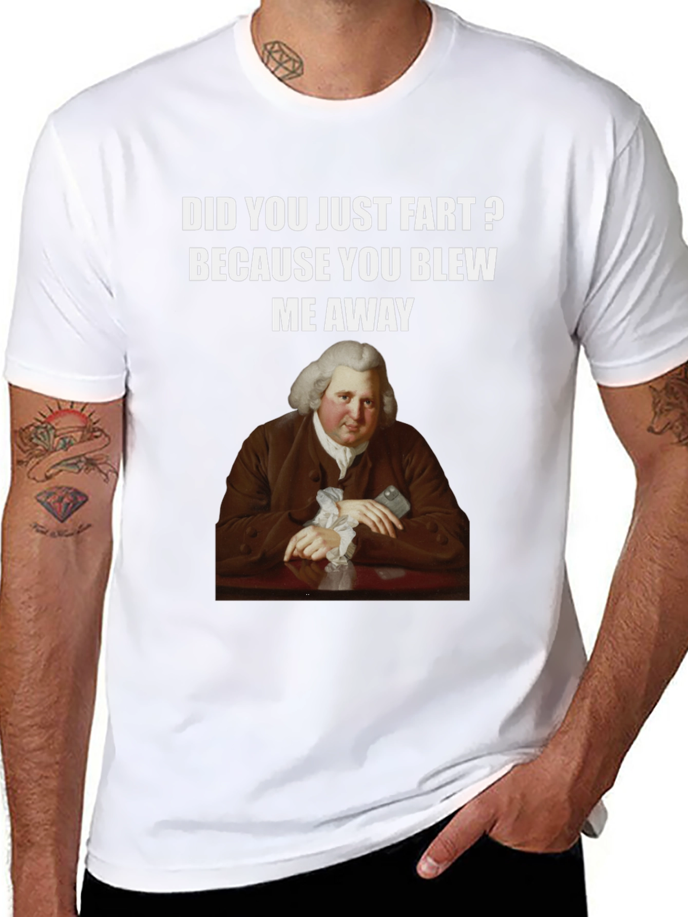 Black Humorous Fart T-Shirt with Classical Art view 8
