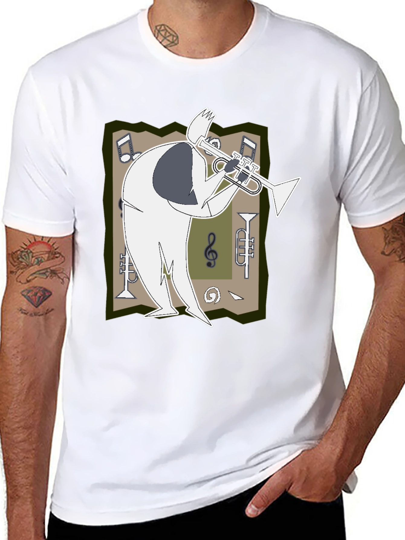 Black Jazz Trumpet Graphic T-Shirt - Black view 8