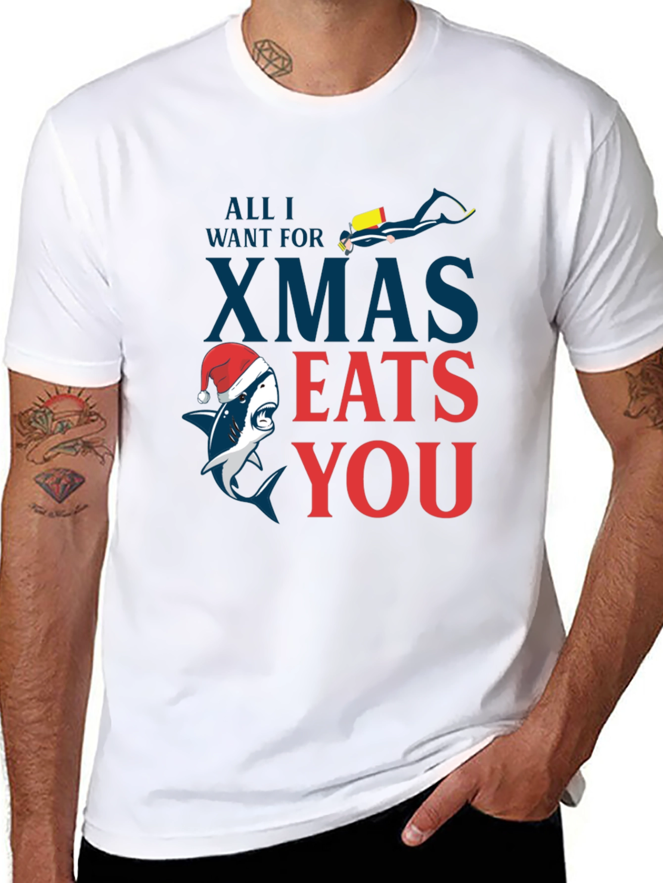 Black Shark Xmas Eats You Graphic Tee view 8