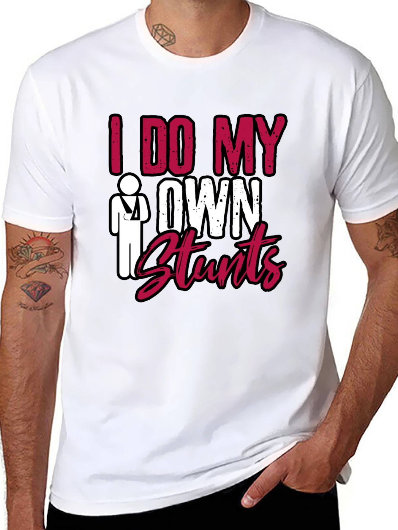 Black I Do My Own Stunts Graphic Tee view 8