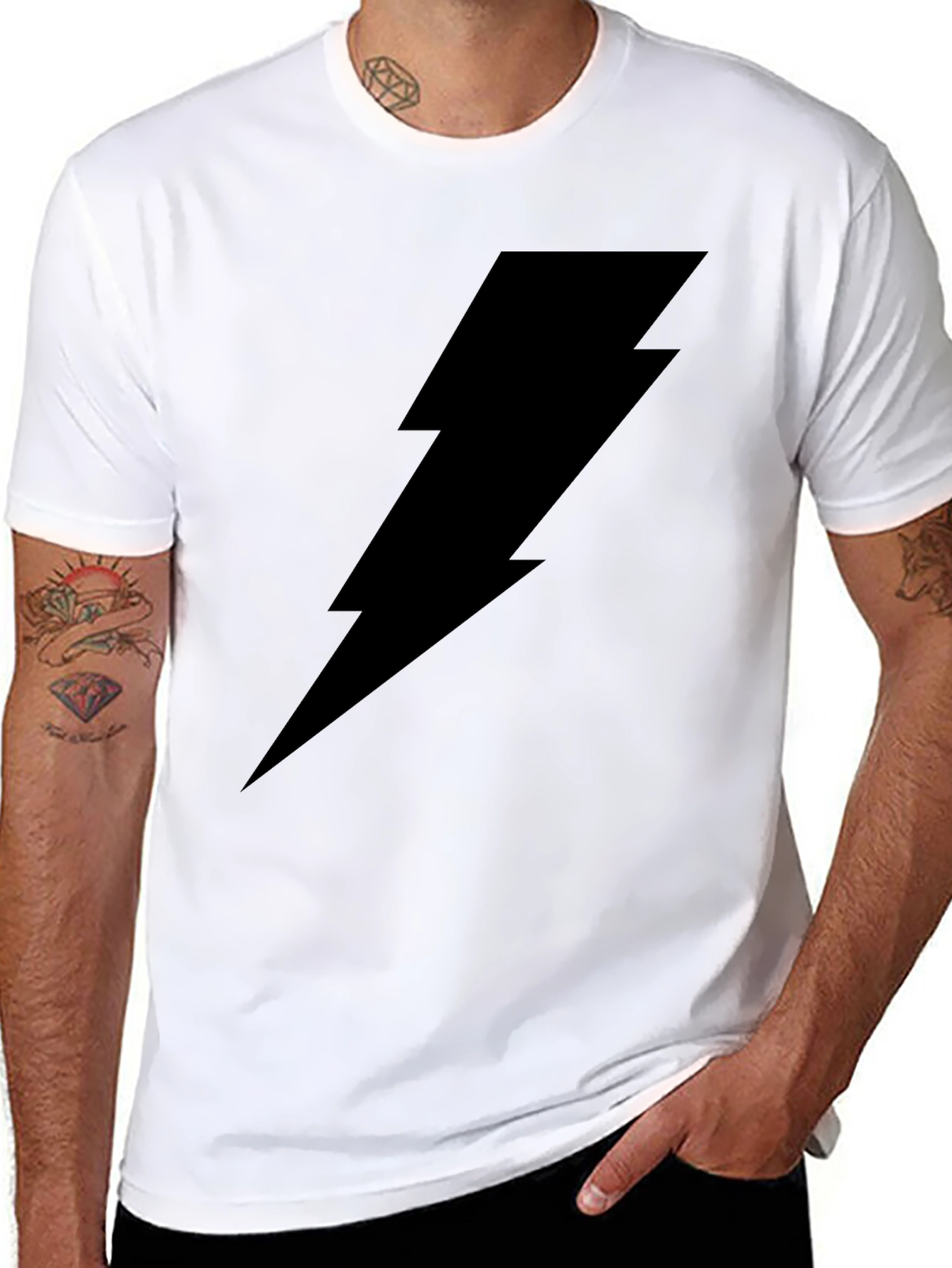 Black Black Lightning Bolt Graphic T-Shirt view 8
