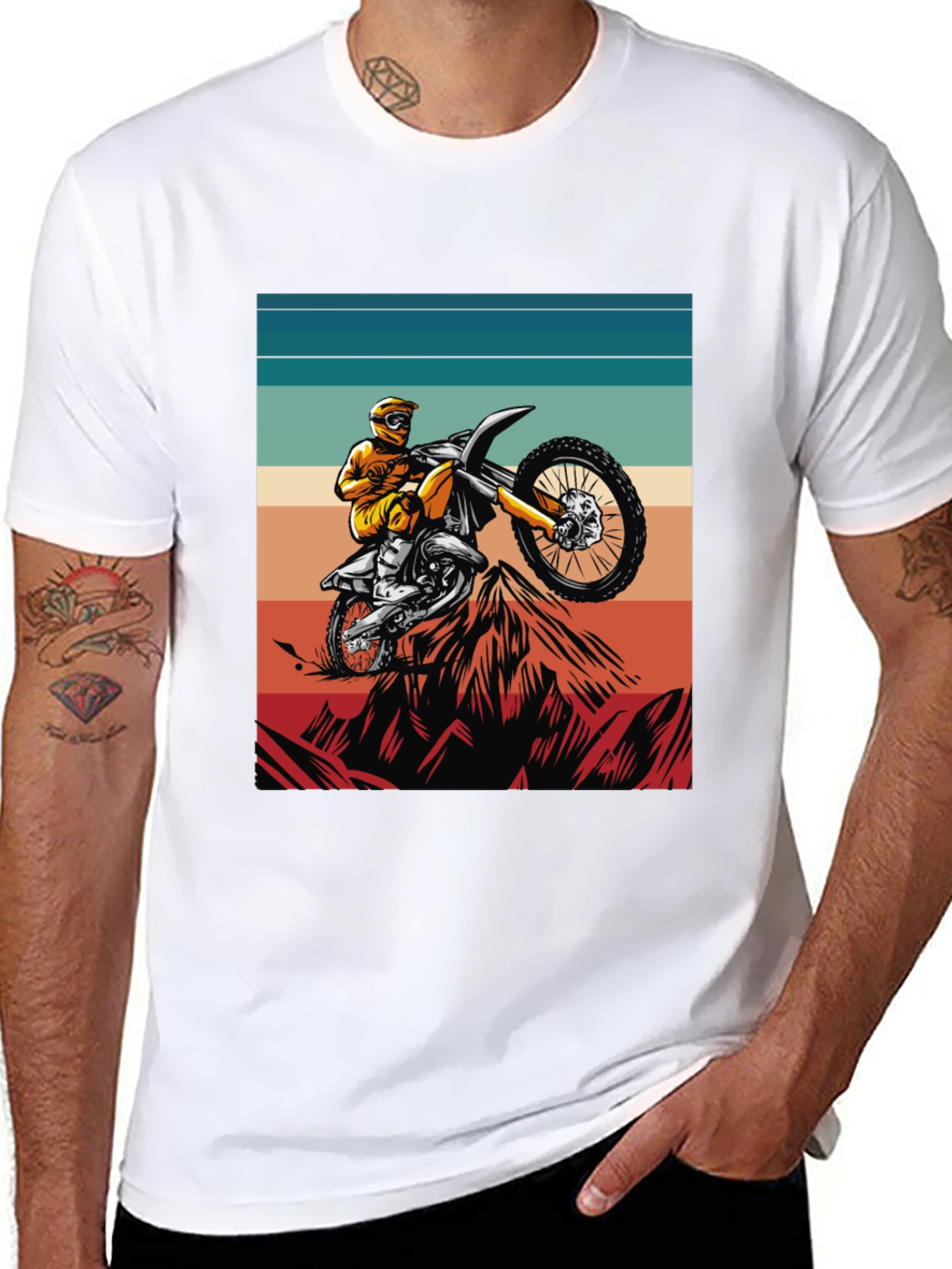 Black Dirt Bike Rider T-Shirt, Motocross Graphic Tee view 8