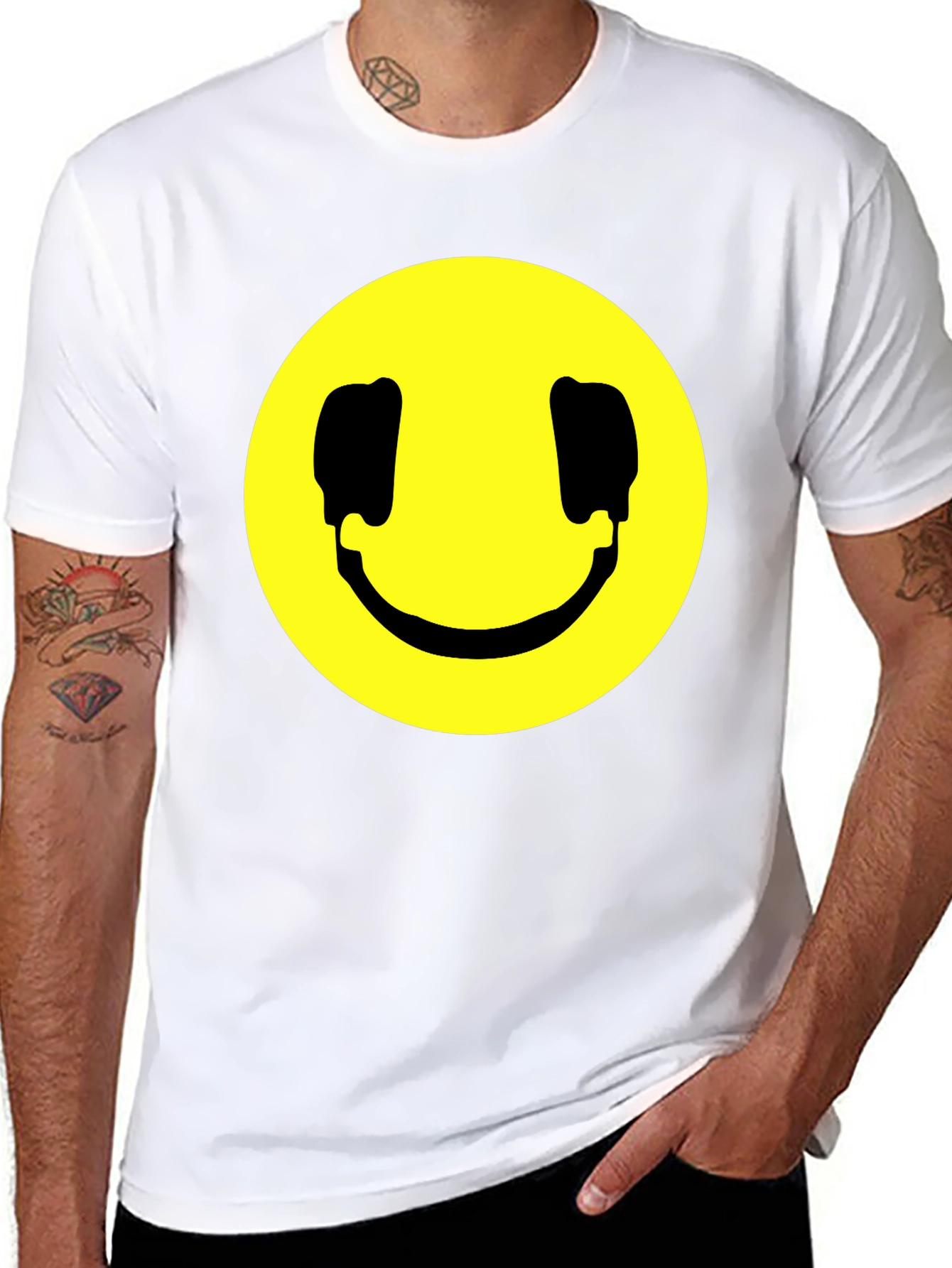 Black Smiley Face Graphic Black T-Shirt view 8