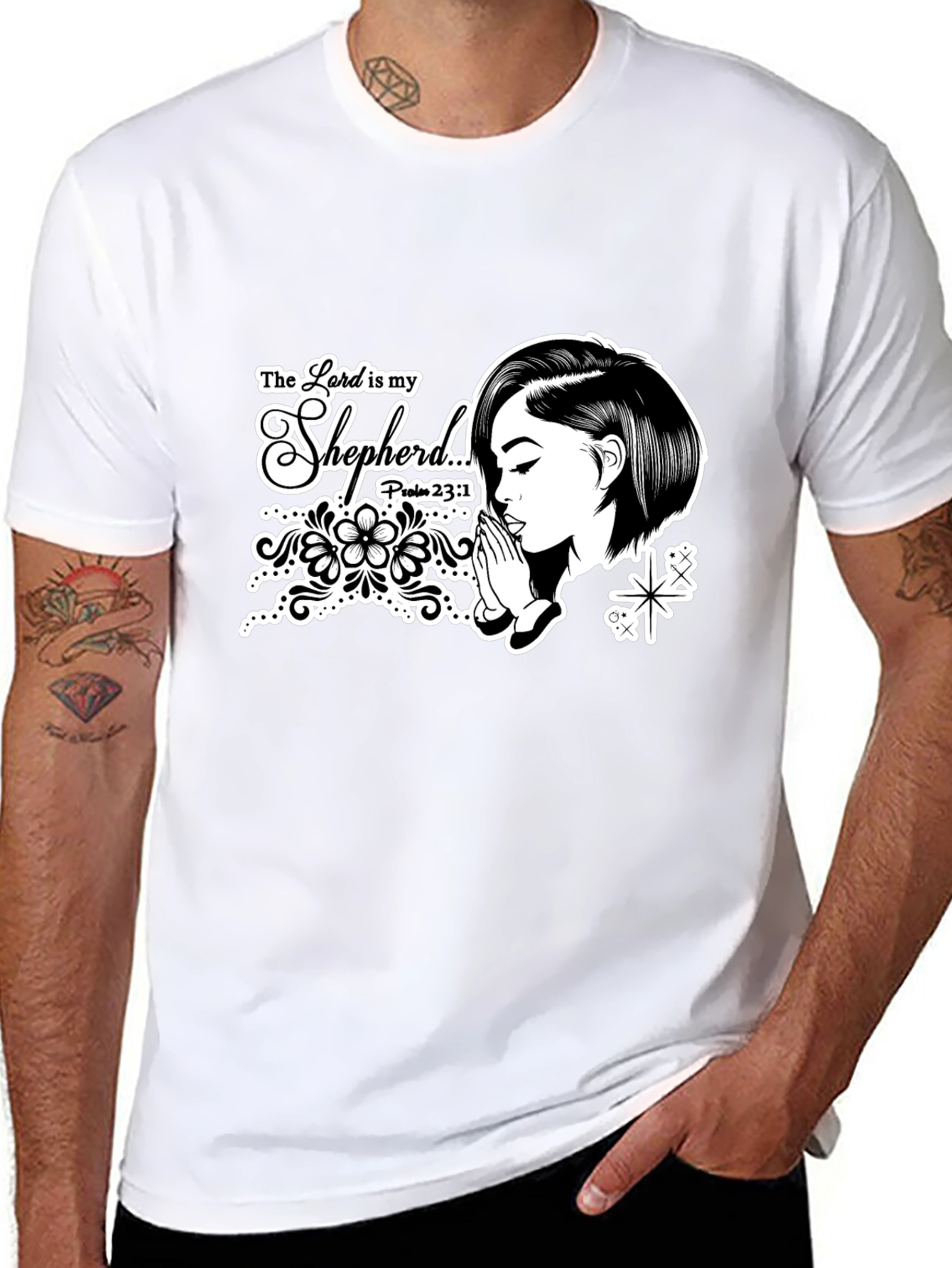 Black The Lord Is My Shepherd T-Shirt - Black view 8