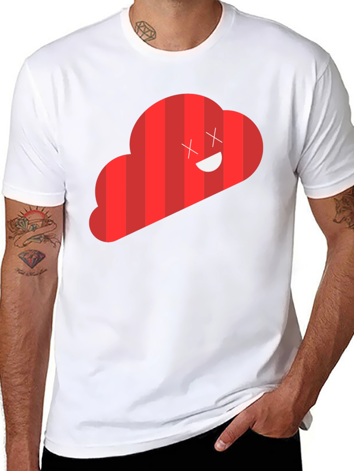 Black Red Cloud Graphic Tee - Funny Cartoon Design view 8