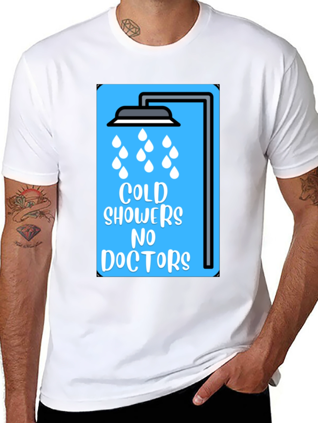 Black Cold Showers No Doctors Graphic Tee view 8