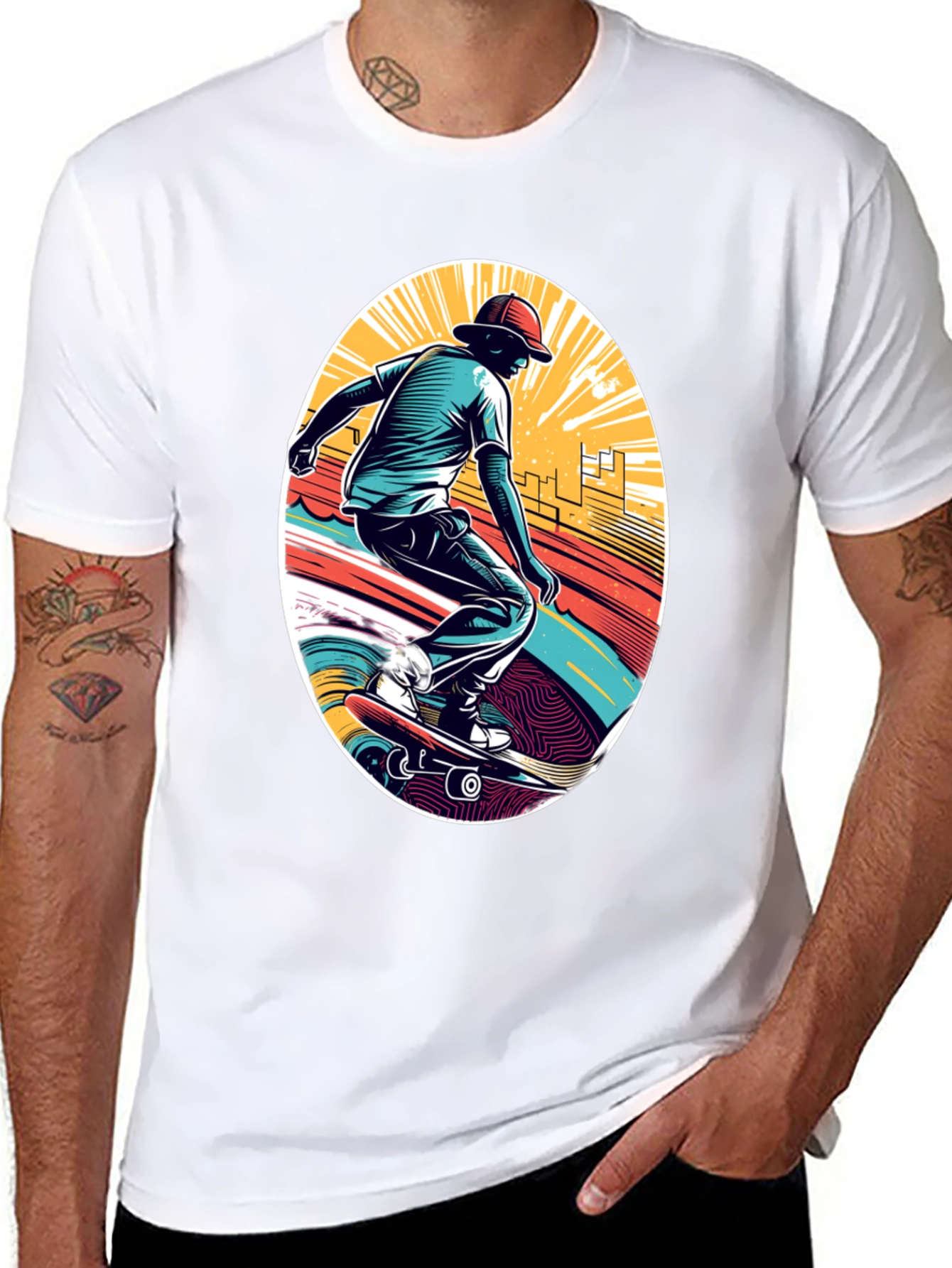 Black Skateboarder Graphic Black T-Shirt view 8
