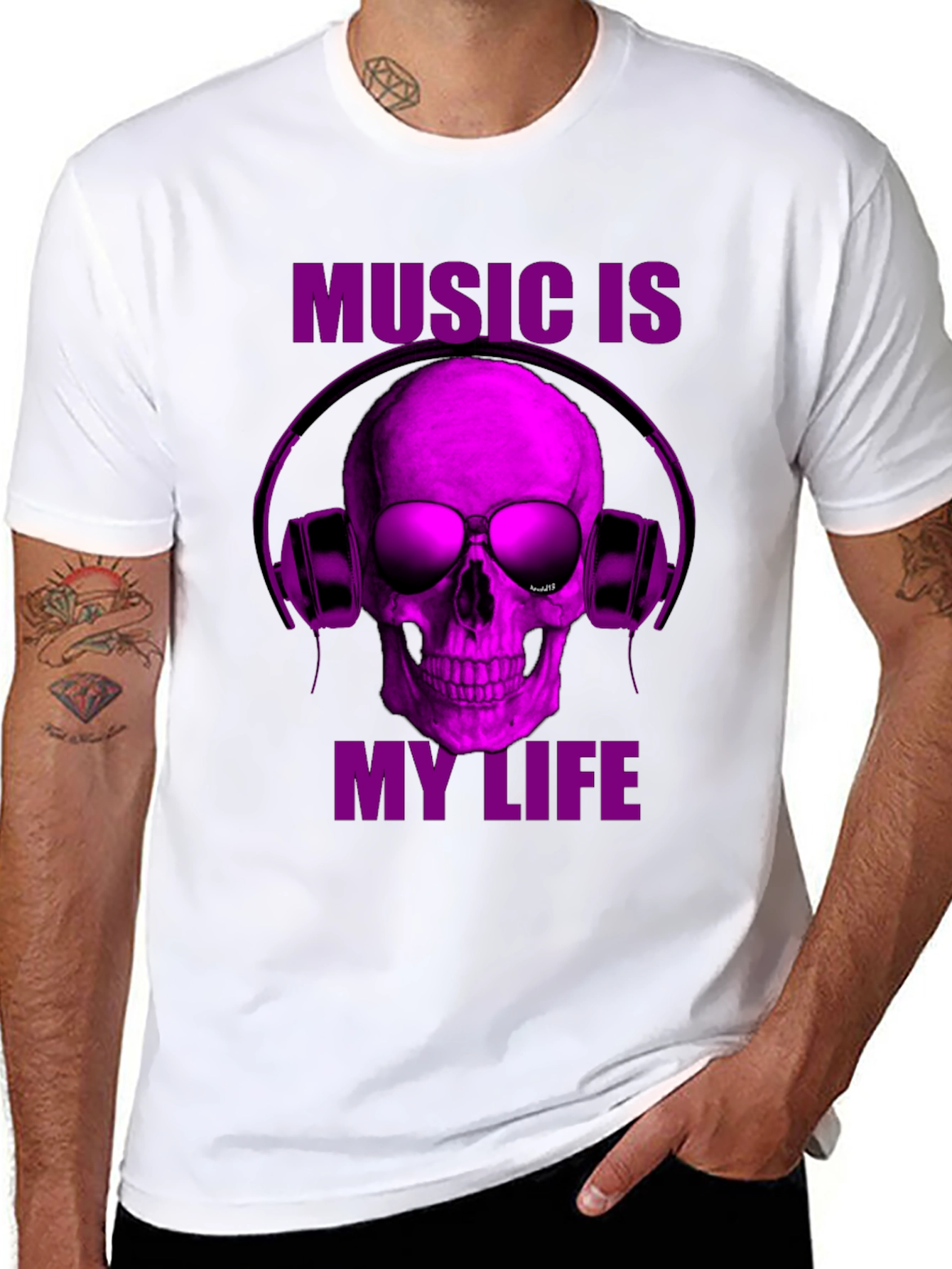 Black Music is My Life Skull Graphic T-Shirt view 8