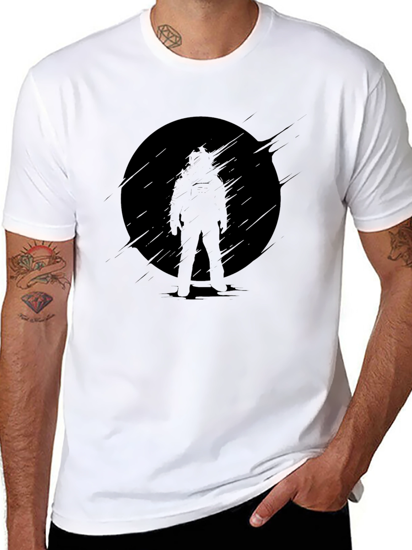 Black Silhouette Graphic Black T-Shirt view 8