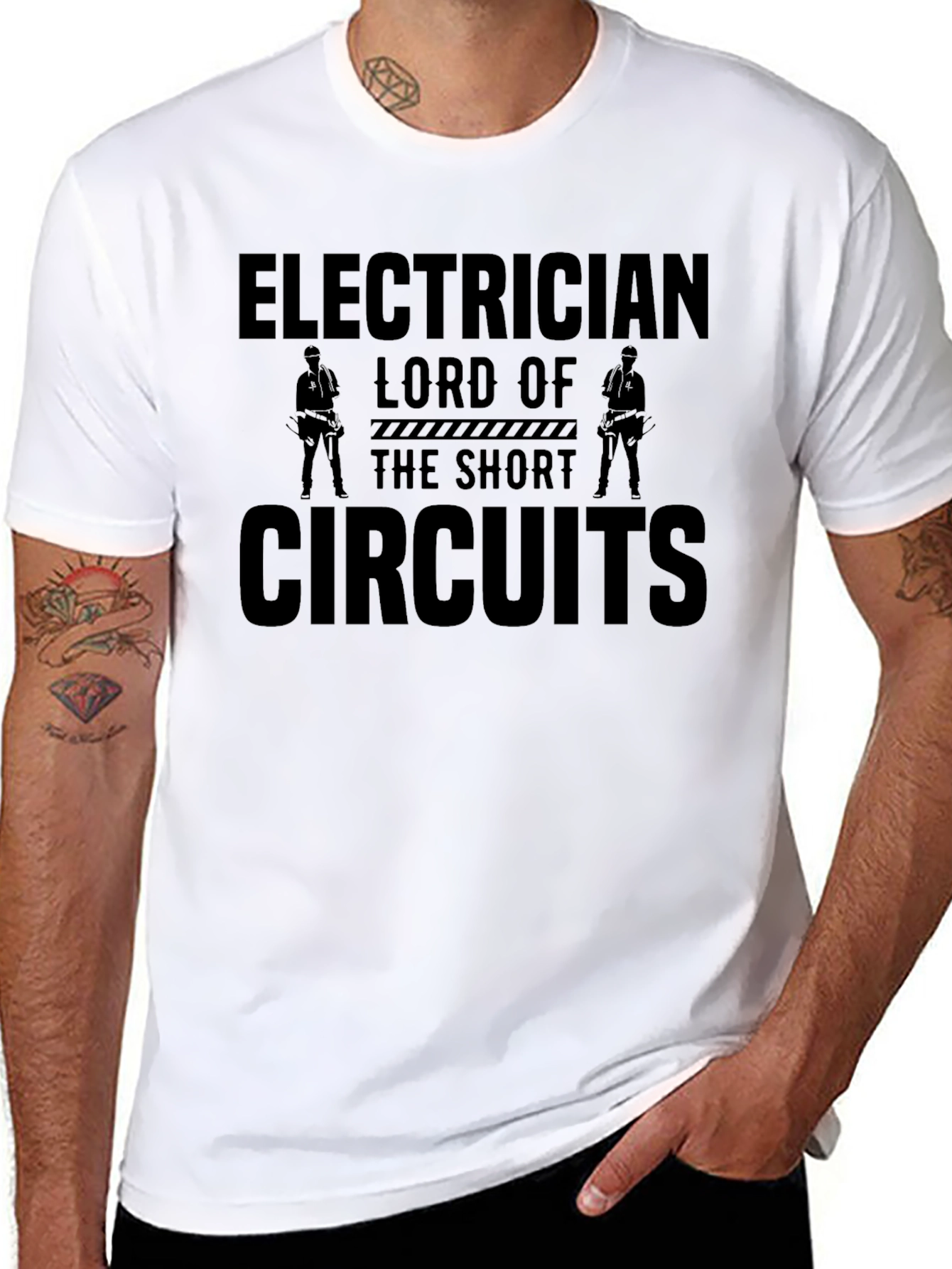 Black Electrician Lord of the Short Circuits T-Shirt view 8
