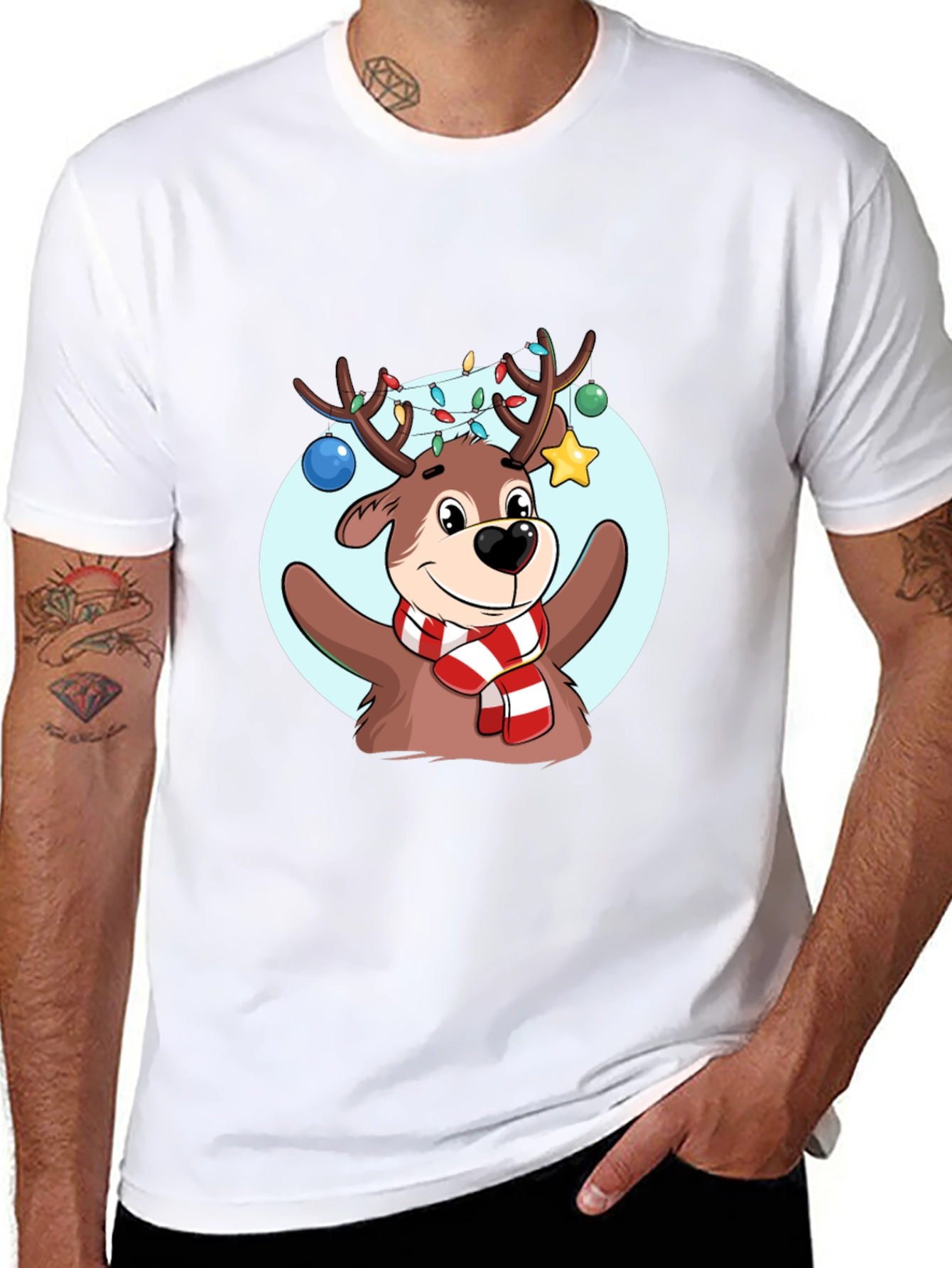 Black Festive Reindeer Graphic Tee - Holiday Cheer view 8