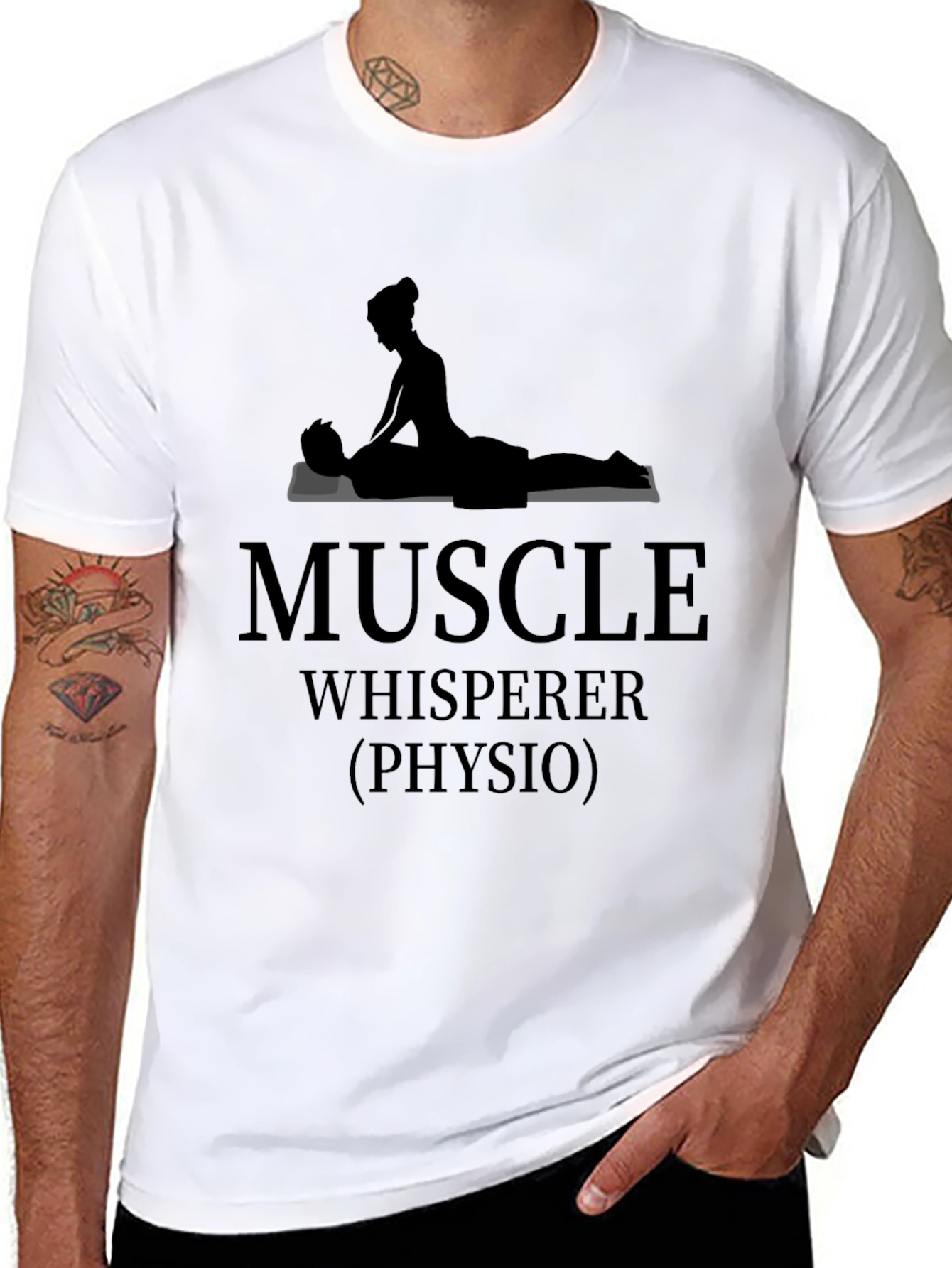 Black Muscle Whisperer Physio T-Shirt - Unisex view 8