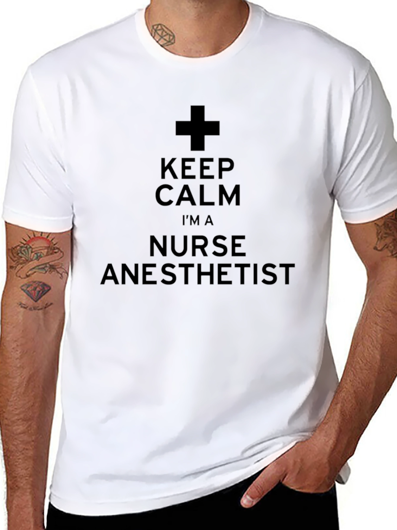 Black Keep Calm Nurse Anesthetist T-Shirt view 8