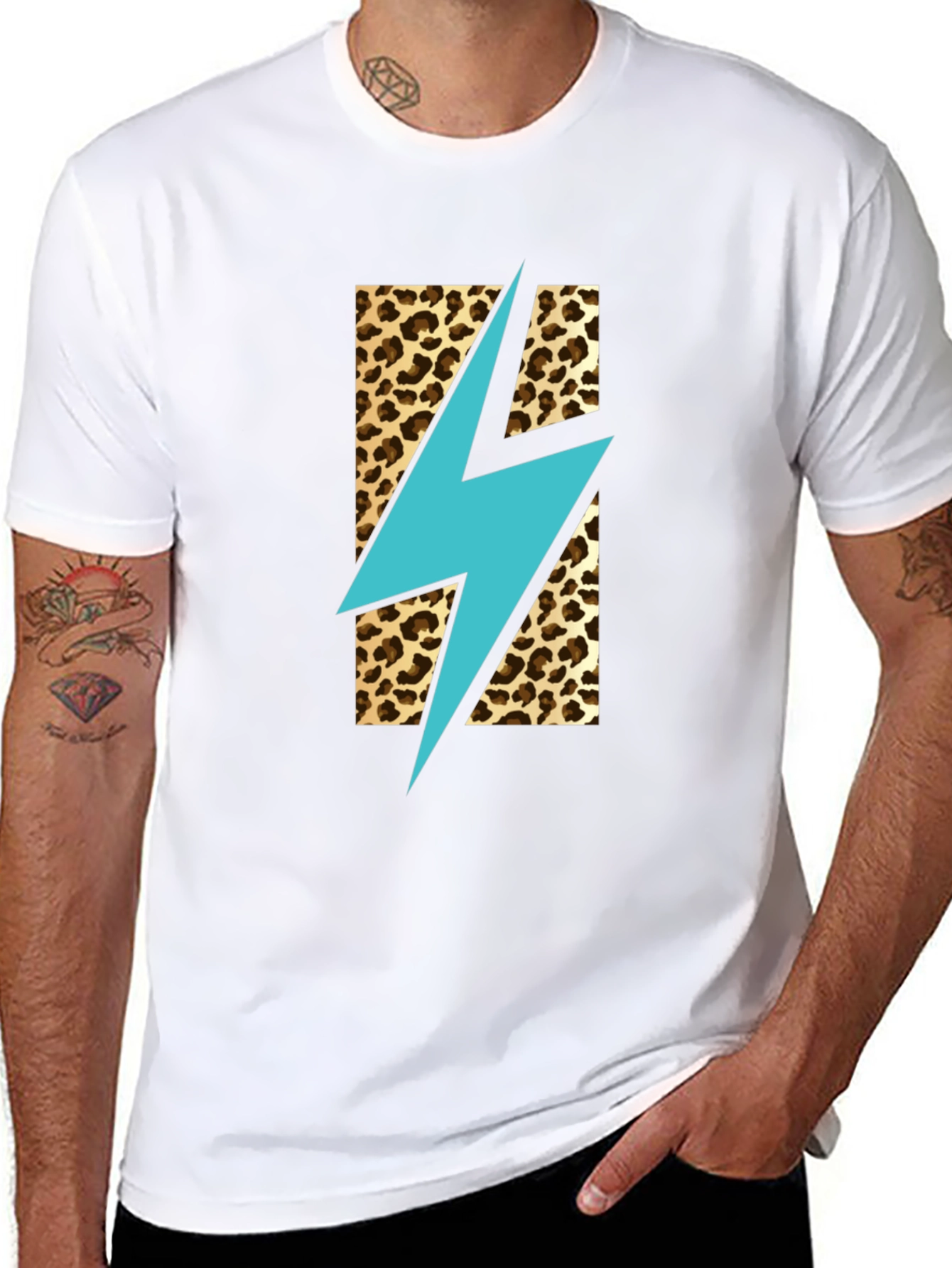 Black Leopard Lightning Bolt T-Shirt - Stylish Graphic Tee view 8