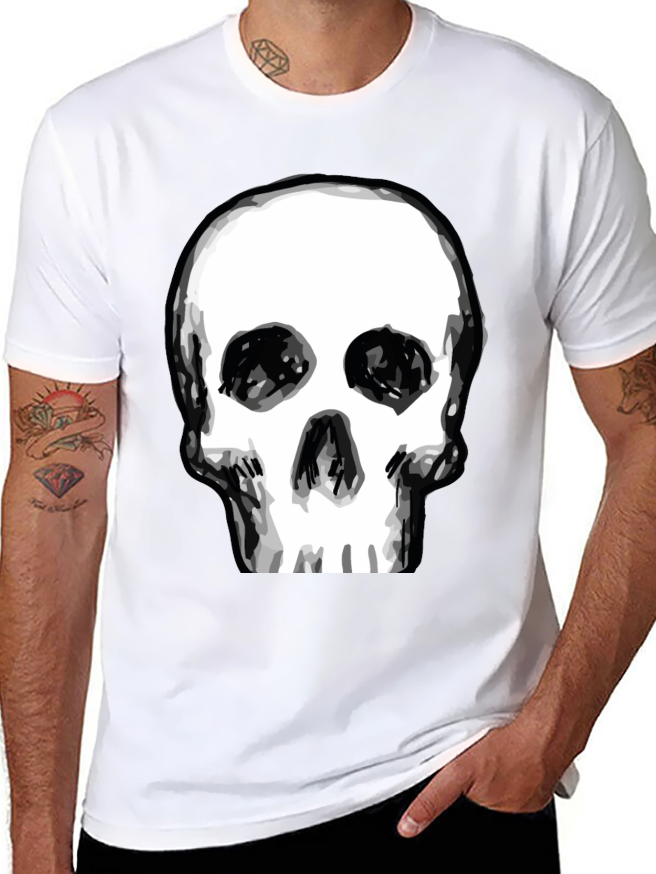 Black Skull Graphic Tee - Men's Black T-Shirt view 8