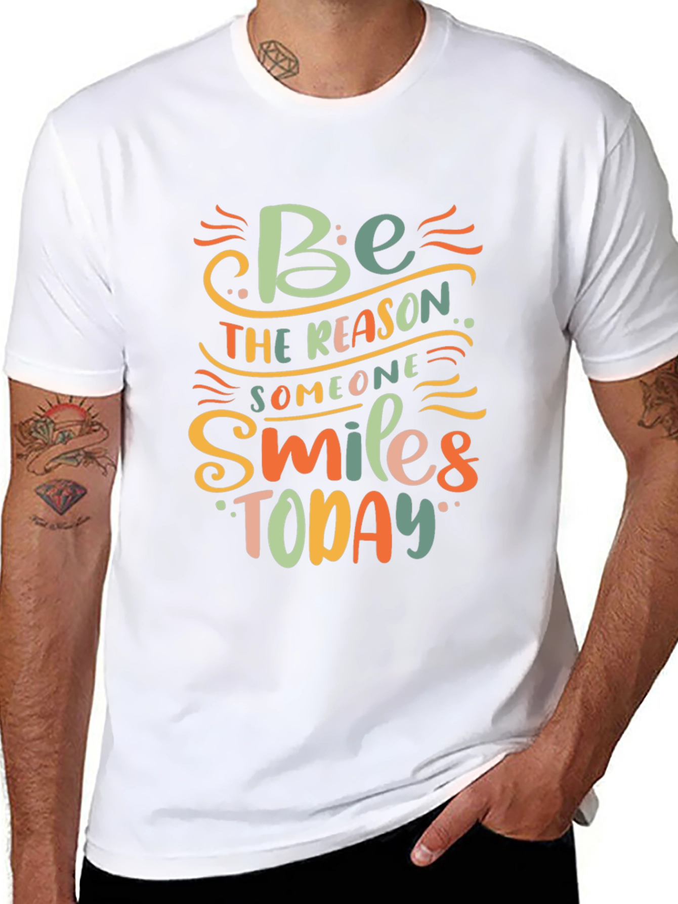 Black Inspirational Black T-Shirt - Be the Reason Someone Smiles Today view 8