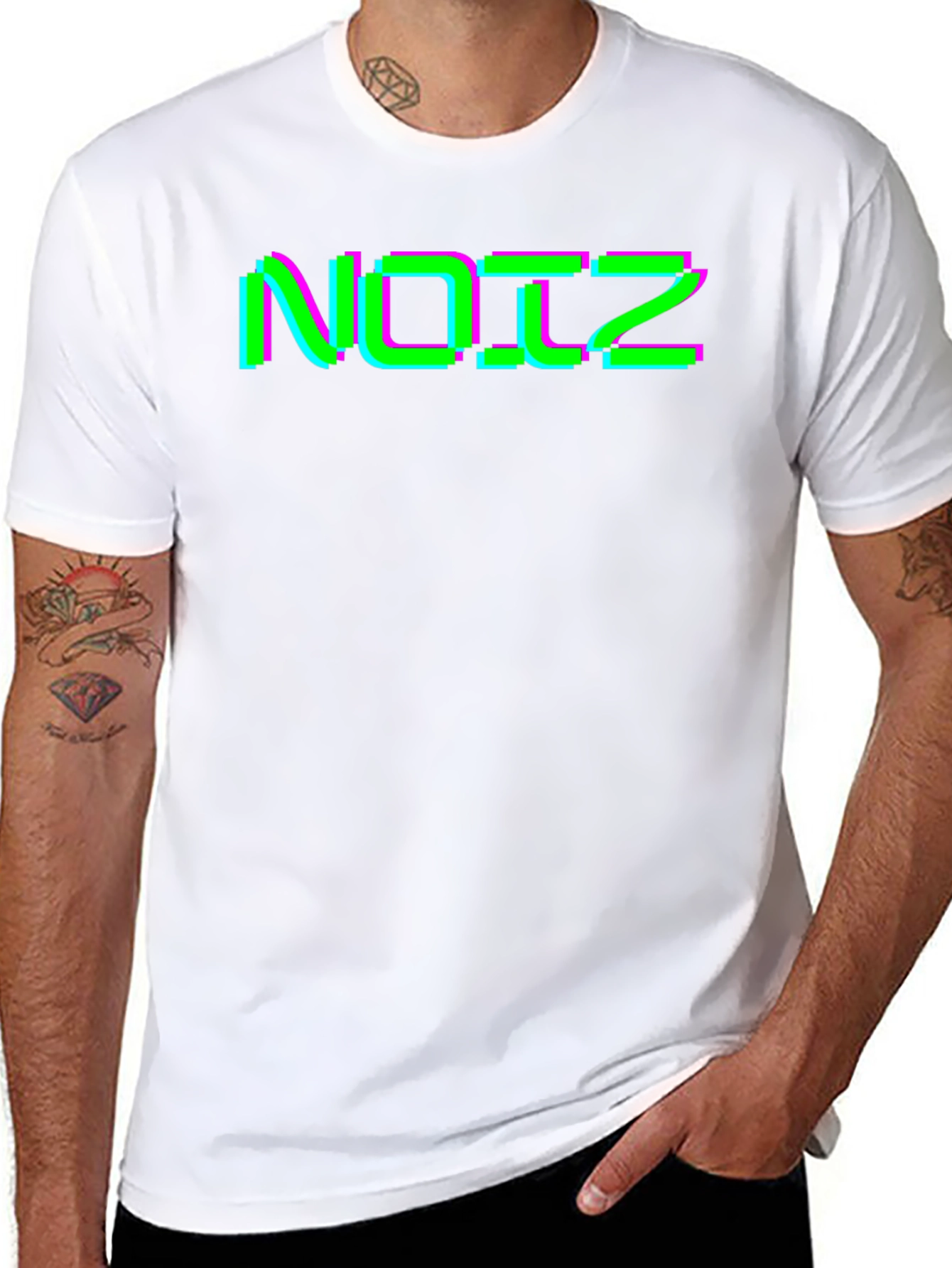 Black Retro Glitch Noiz Black T-Shirt view 8