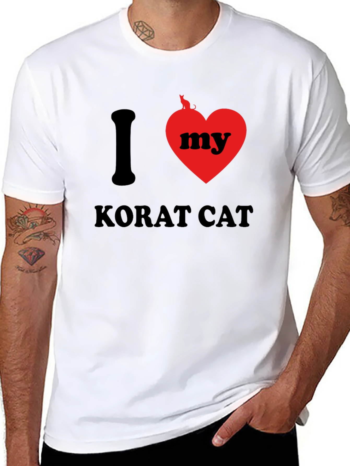 Black I Love My Korat Cat T-Shirt view 8