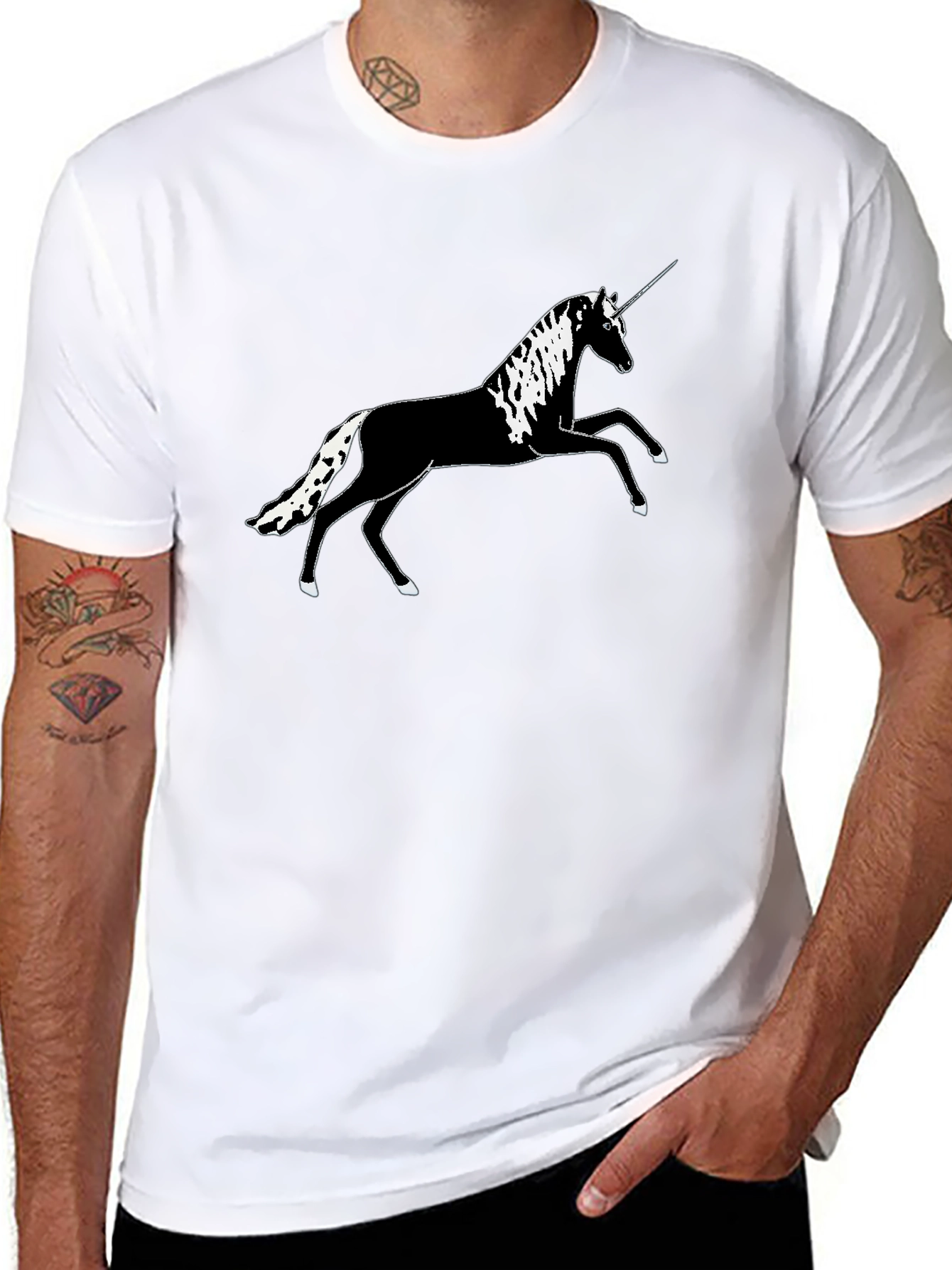 Black Unicorn Graphic Tee - Stylish Black Cotton T-Shirt view 8