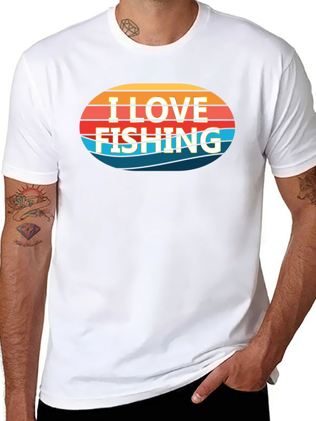 Black I Love Fishing Graphic Tee - Black Cotton T-Shirt view 8