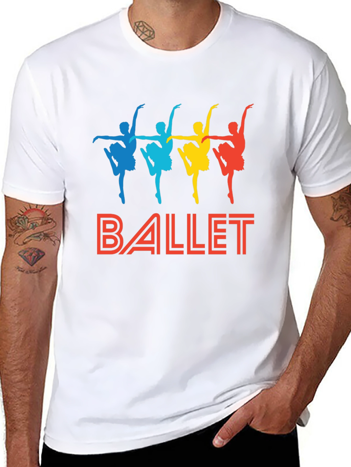 Black Ballet Dancer Graphic Tee - Black Cotton T-Shirt view 8