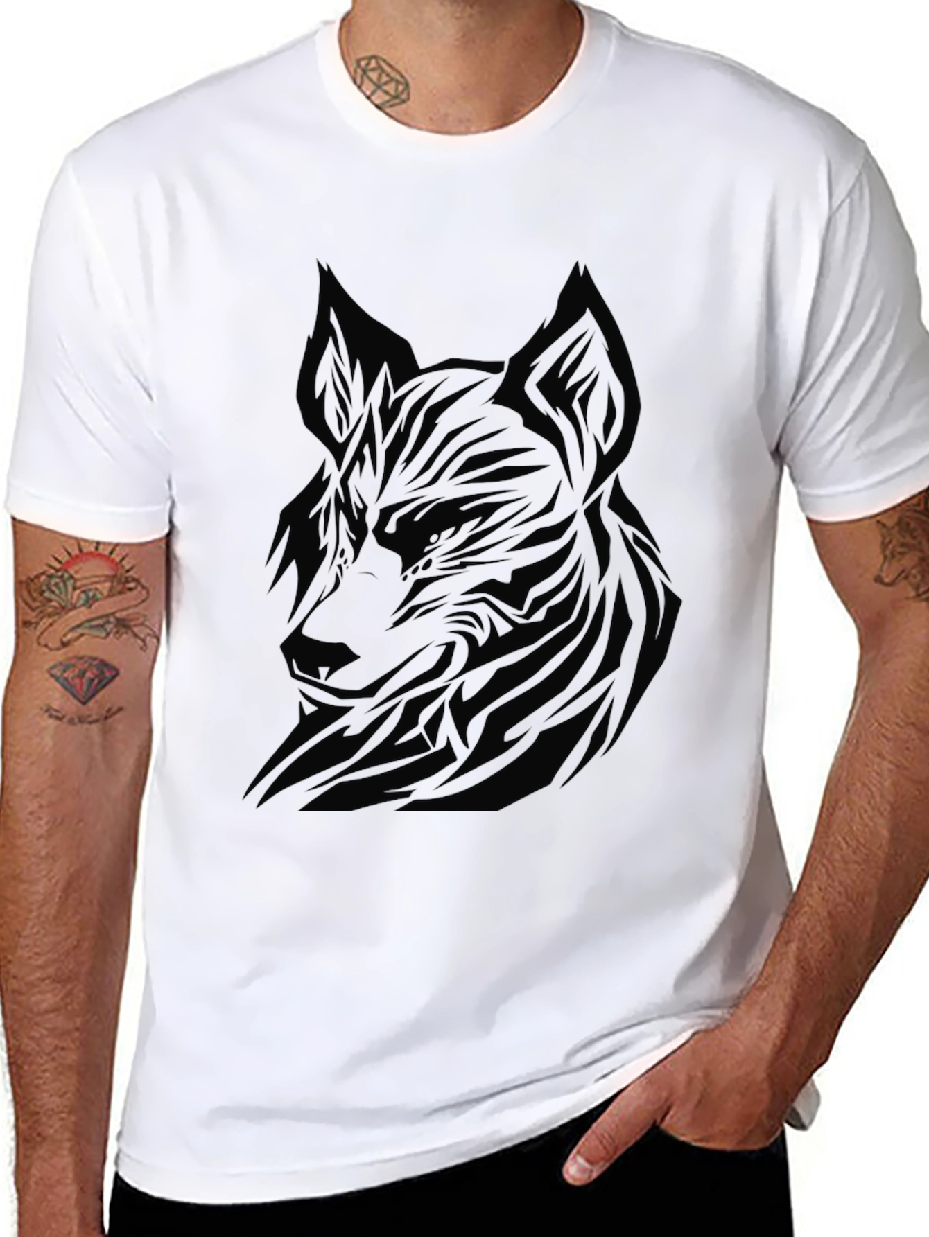 Black Black Wolf Graphic Tee - Men's Modern Fit view 8