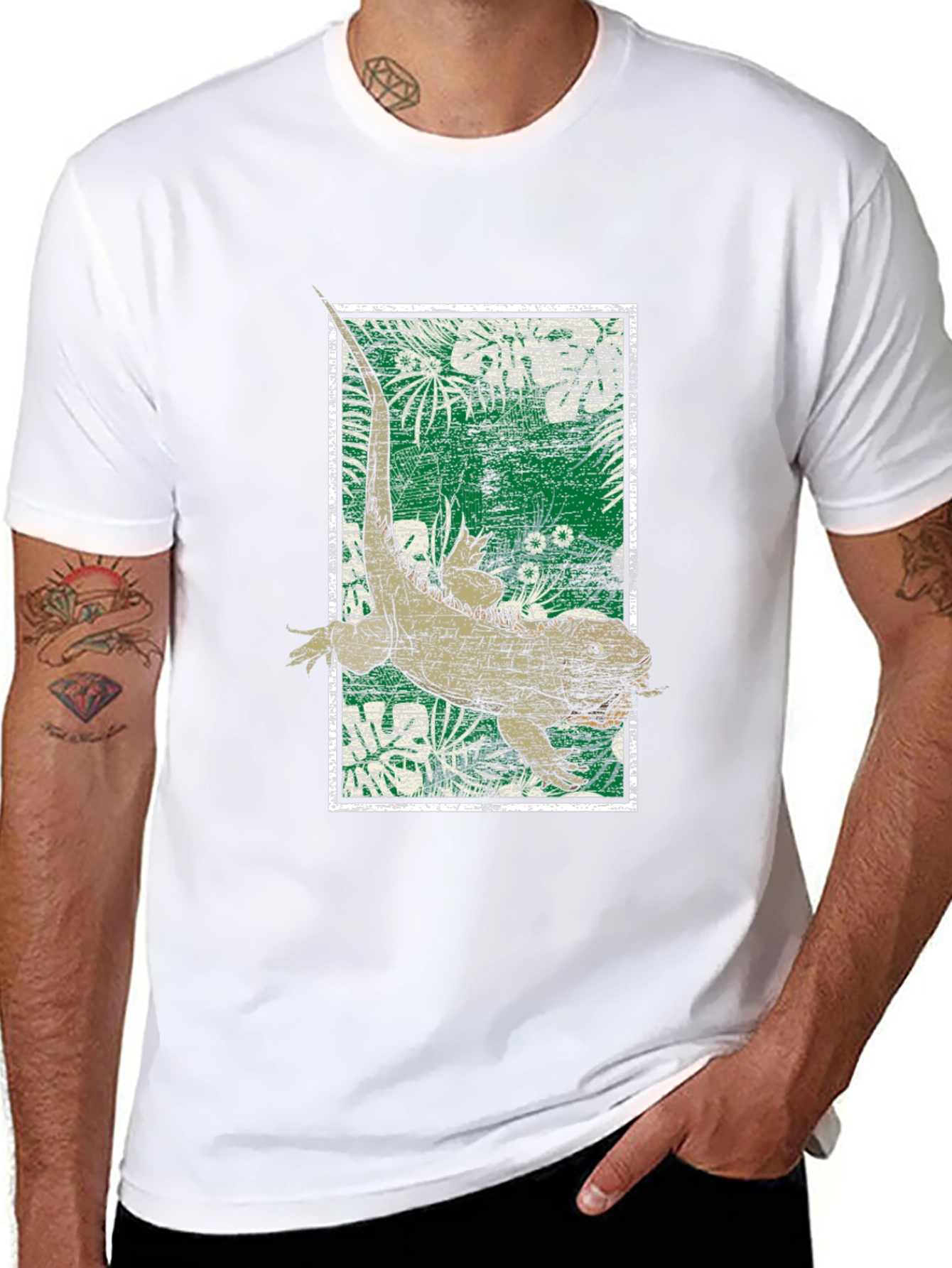 Black Reptile Graphic Tee - Vintage Lizard Design view 8