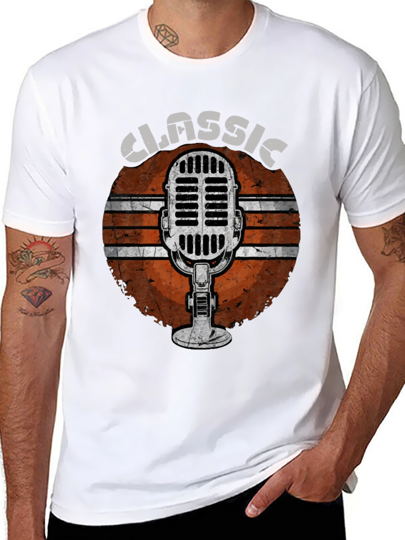 Black Classic Microphone Graphic Tee view 8