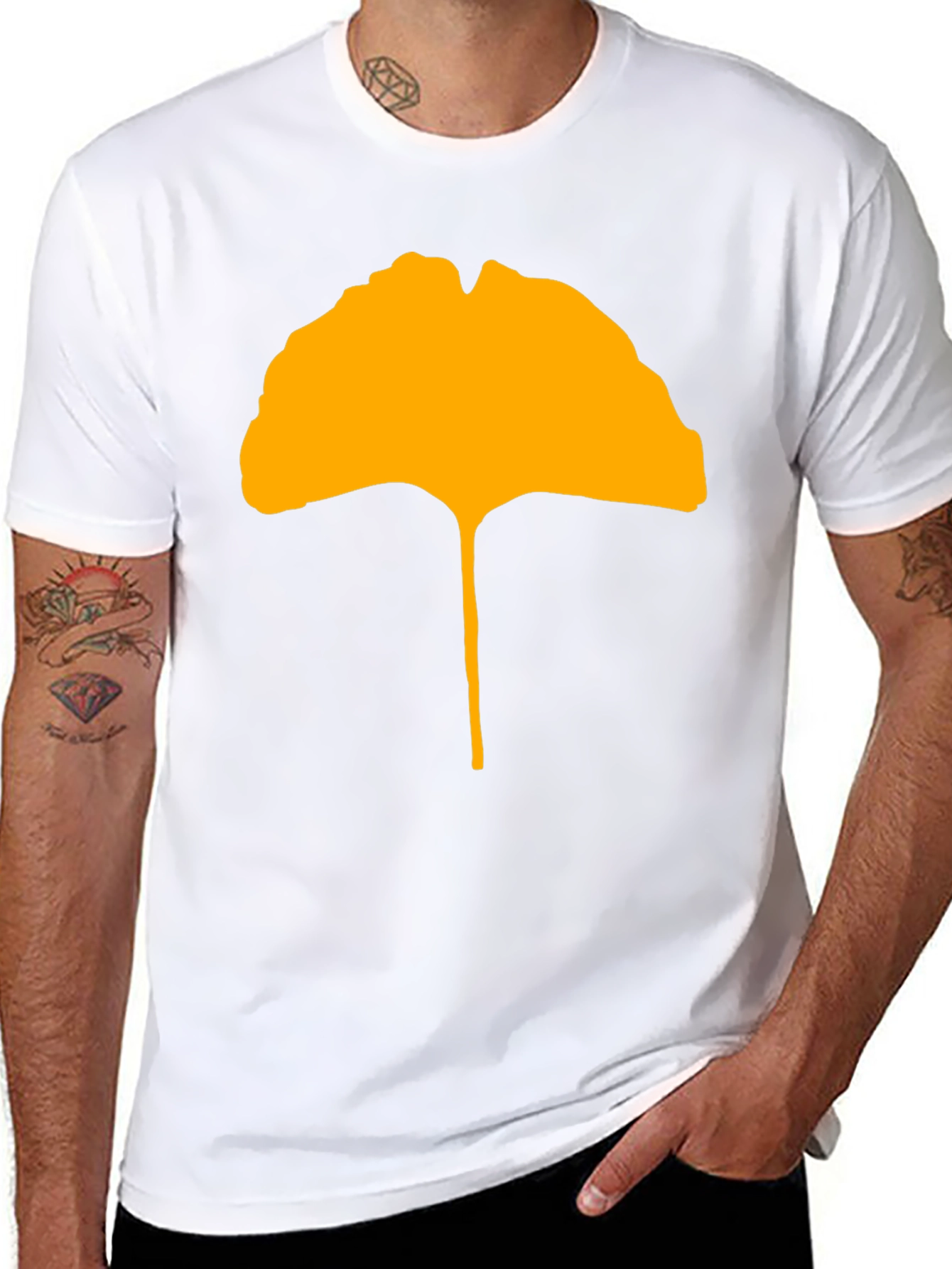 Black Ginkgo Leaf Graphic Tee - Stylish & Unique Design view 8