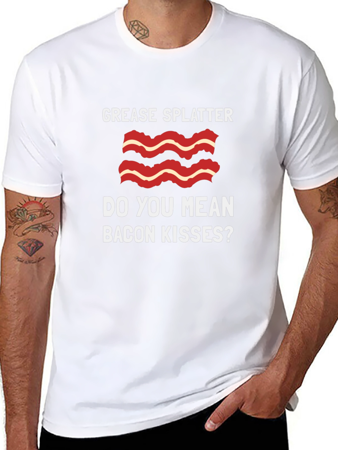 Black Bacon Kisses T-Shirt - Grease Splatter Funny Tee view 8