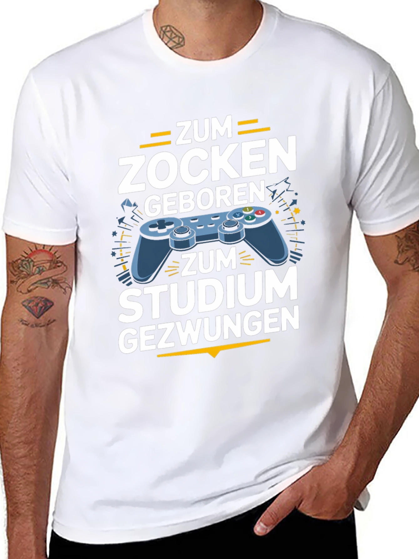 Black Gamer T-Shirt - Zum Zocken Geboren, Studium Gezwungen view 8