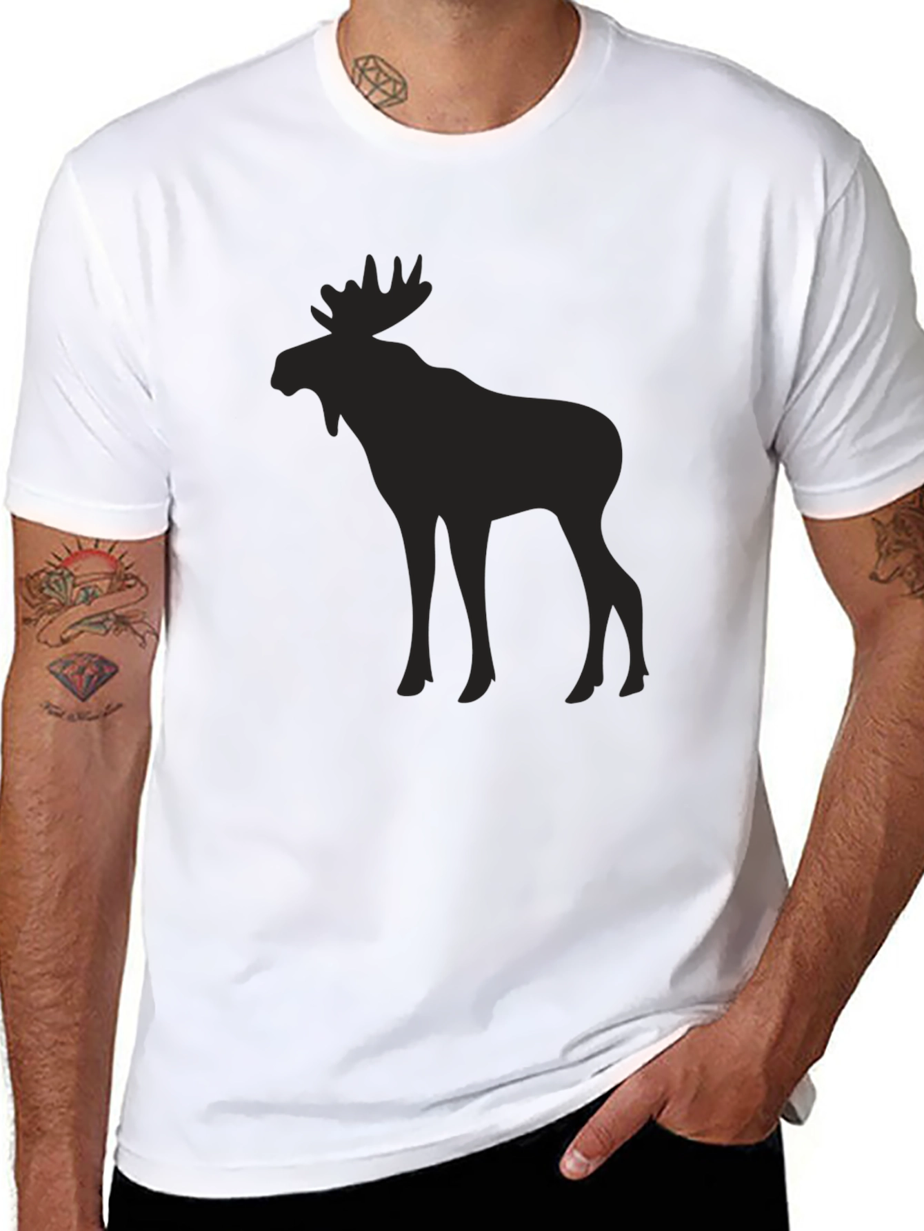 Black Moose Silhouette T-Shirt - Black view 8