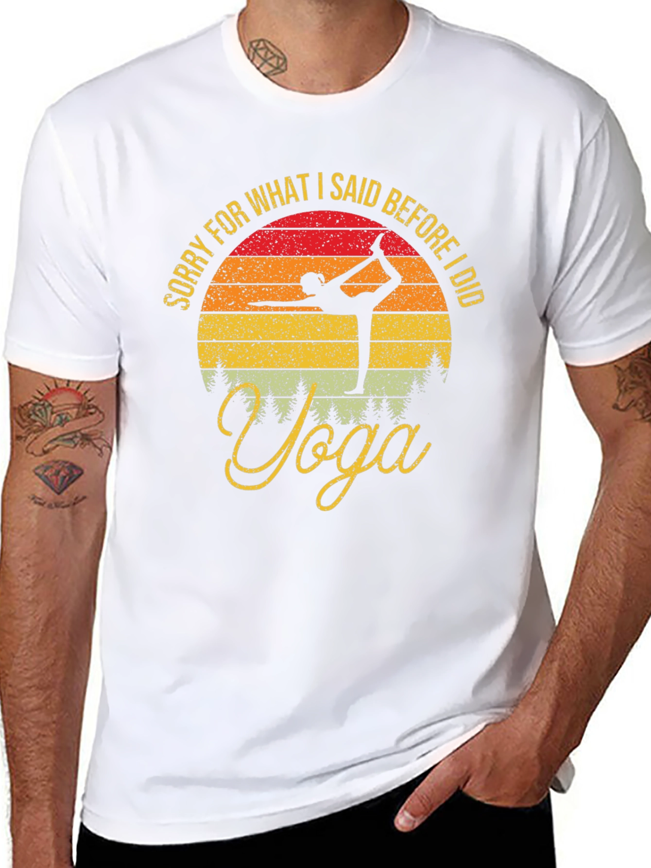 Black Yoga Retro Sunset Graphic Tee view 8