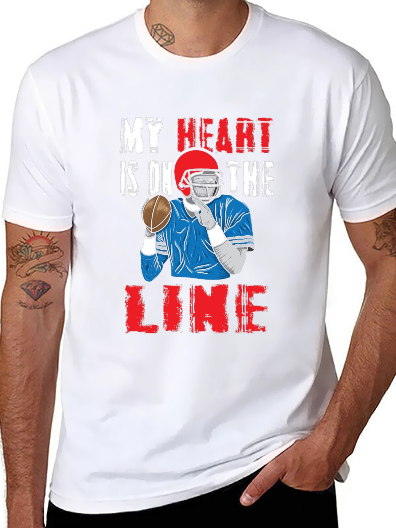 Black My Heart is On The Line Football Graphic Tee view 8